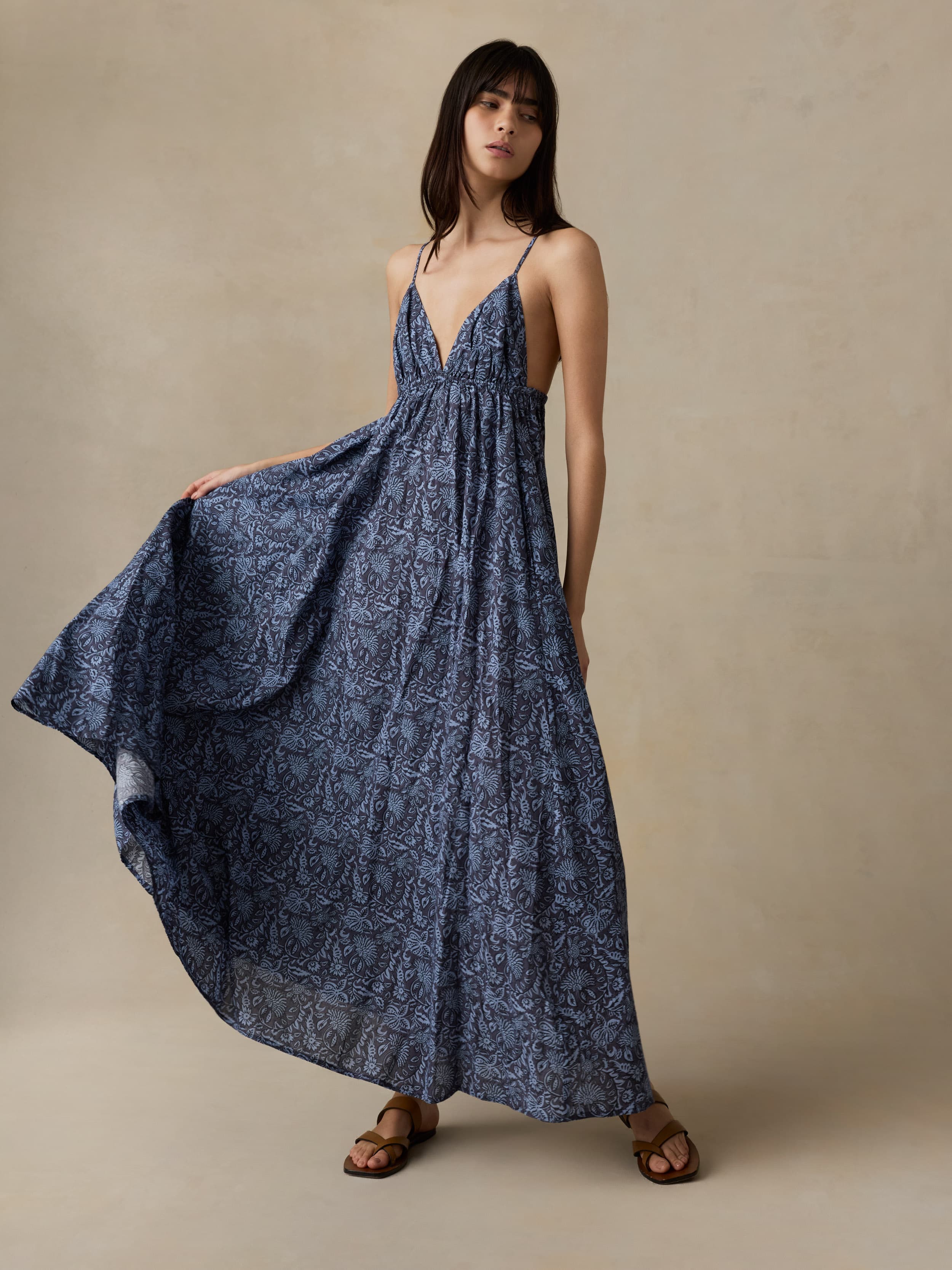 Voile Sadie Dress - Blue Moon Petals | Faherty Brand