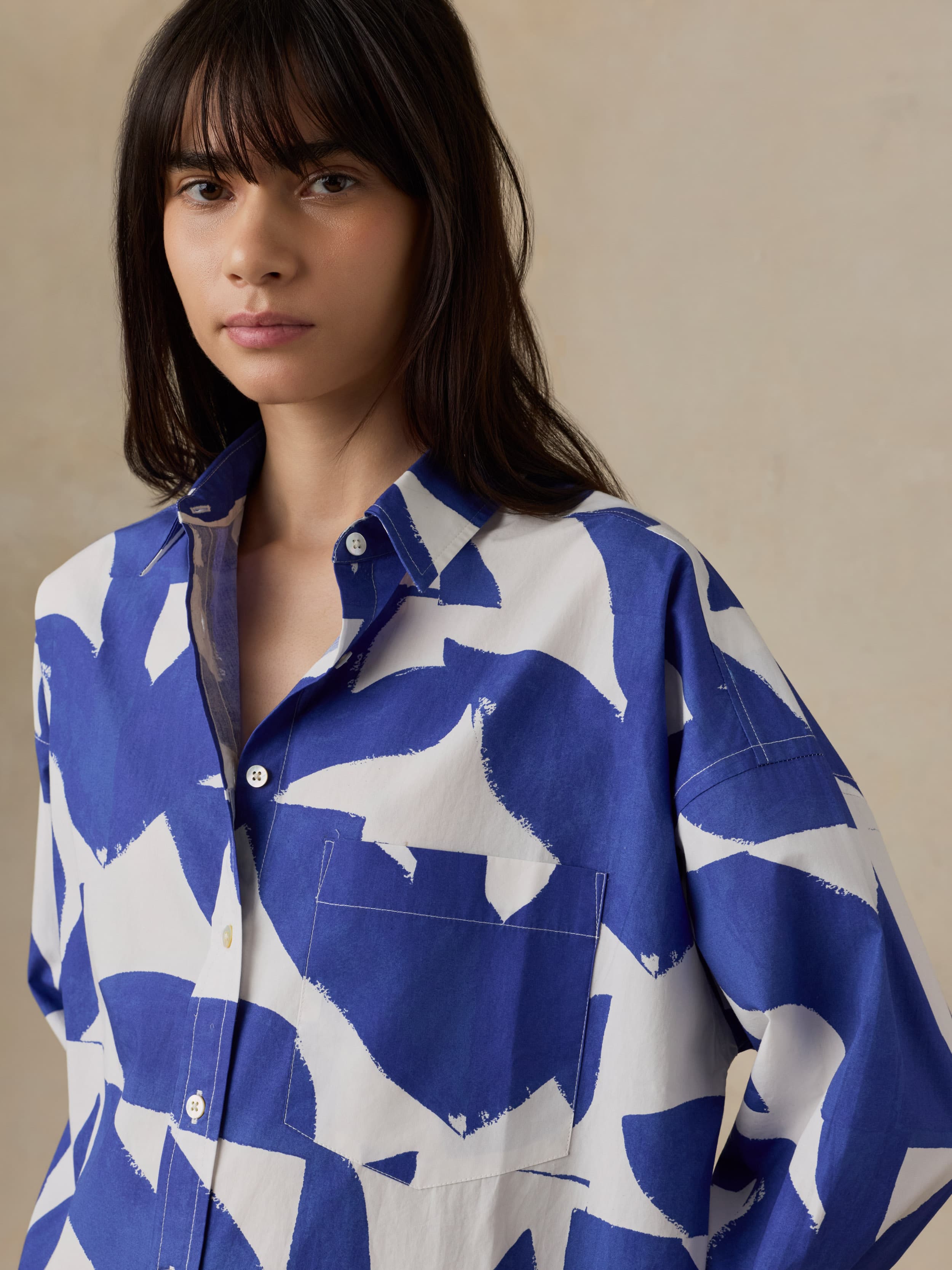 Coastal Poplin Kova Shirtdress - Summer Leaf | Faherty Brand