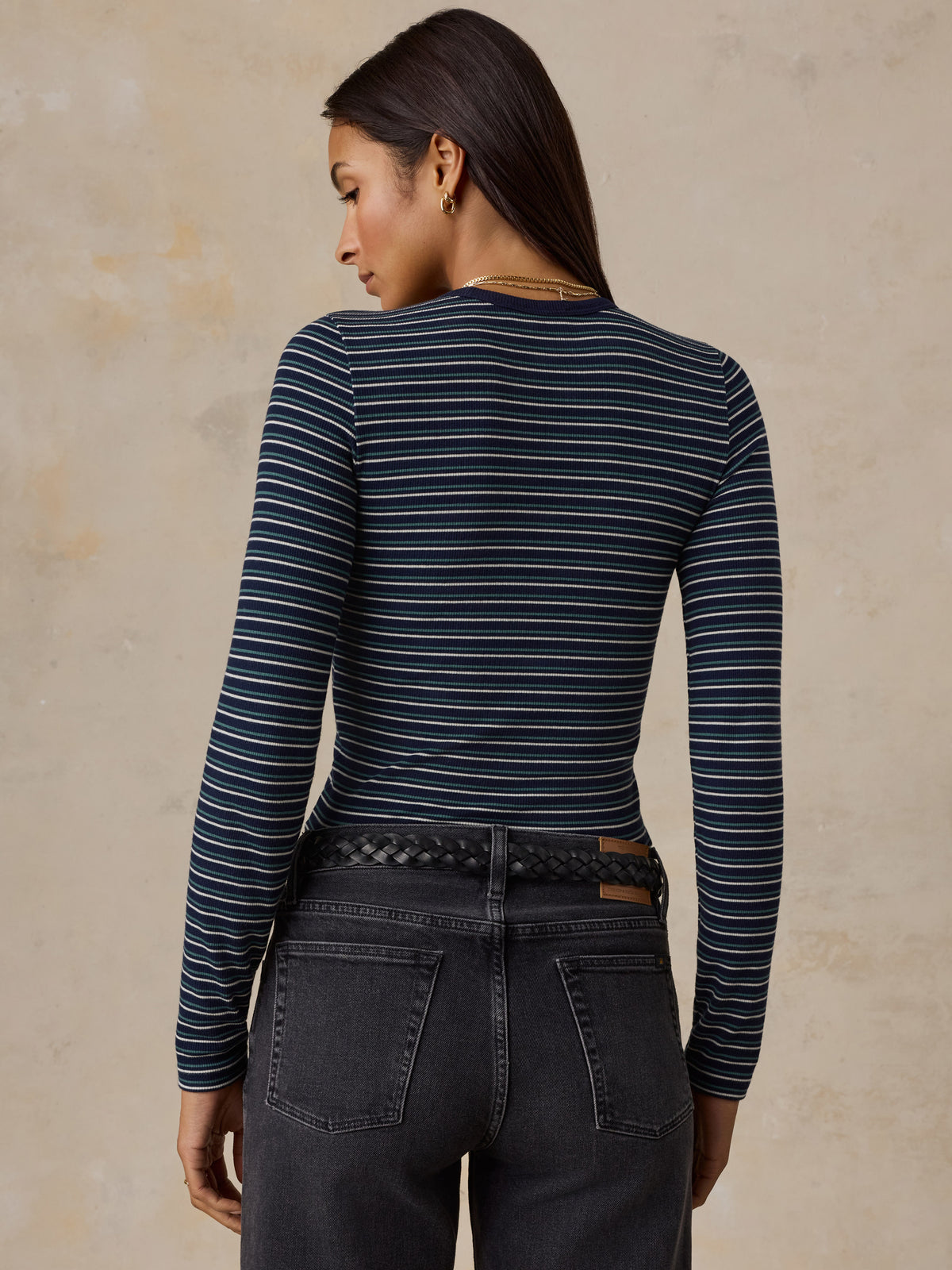 Featherweight Freestyle Layering Crew - Baritone Blue Stripe, image 2 of 6