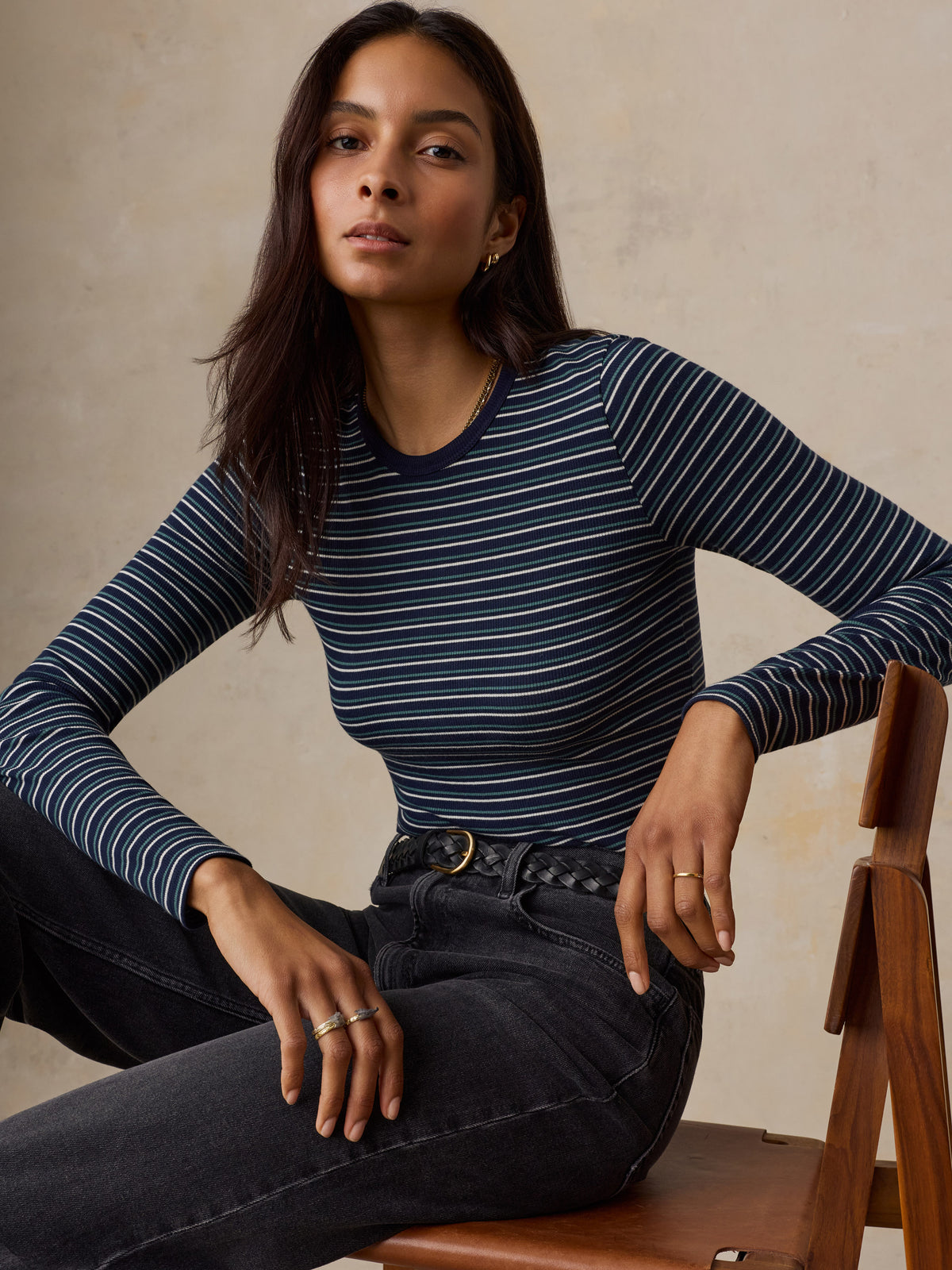Featherweight Freestyle Layering Crew - Baritone Blue Stripe, image 5 of 6