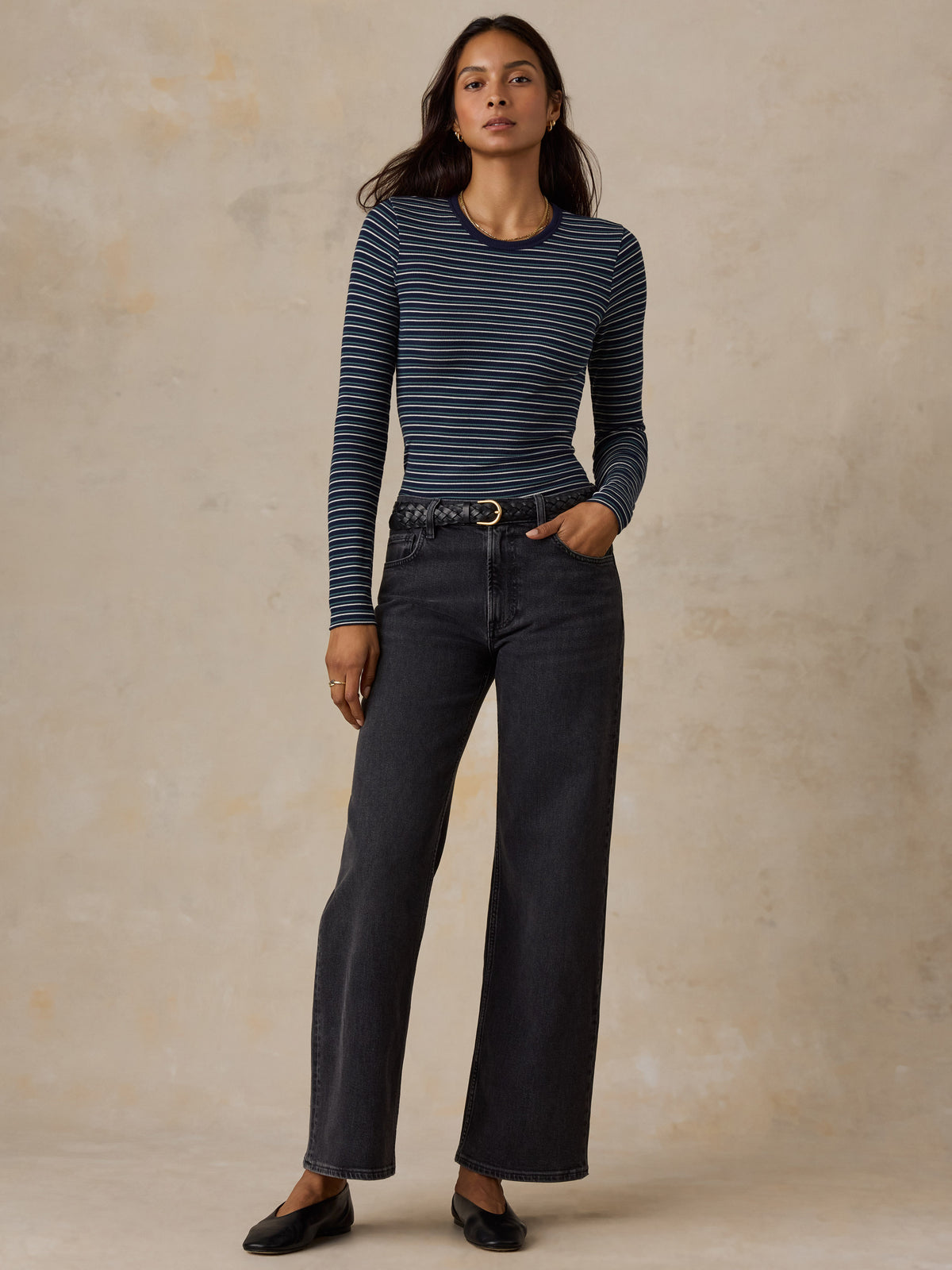 Featherweight Freestyle Layering Crew - Baritone Blue Stripe, image 6 of 6