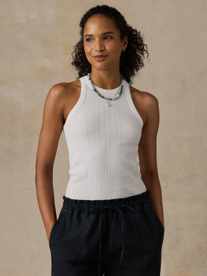 Paradise Pointelle Tank - White