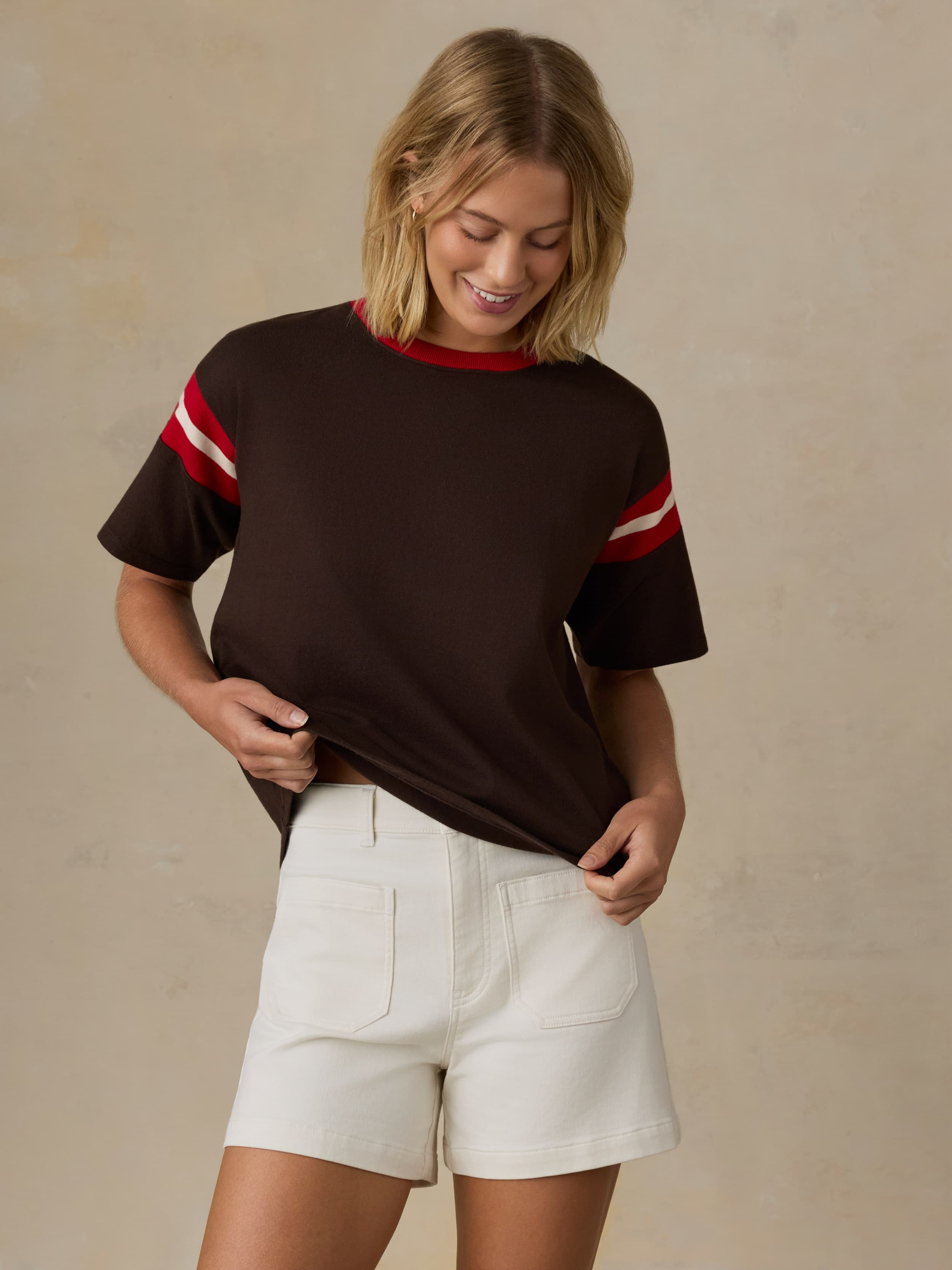 Sport Jersey Throwback Tee - Espresso Varsity | Faherty Brand