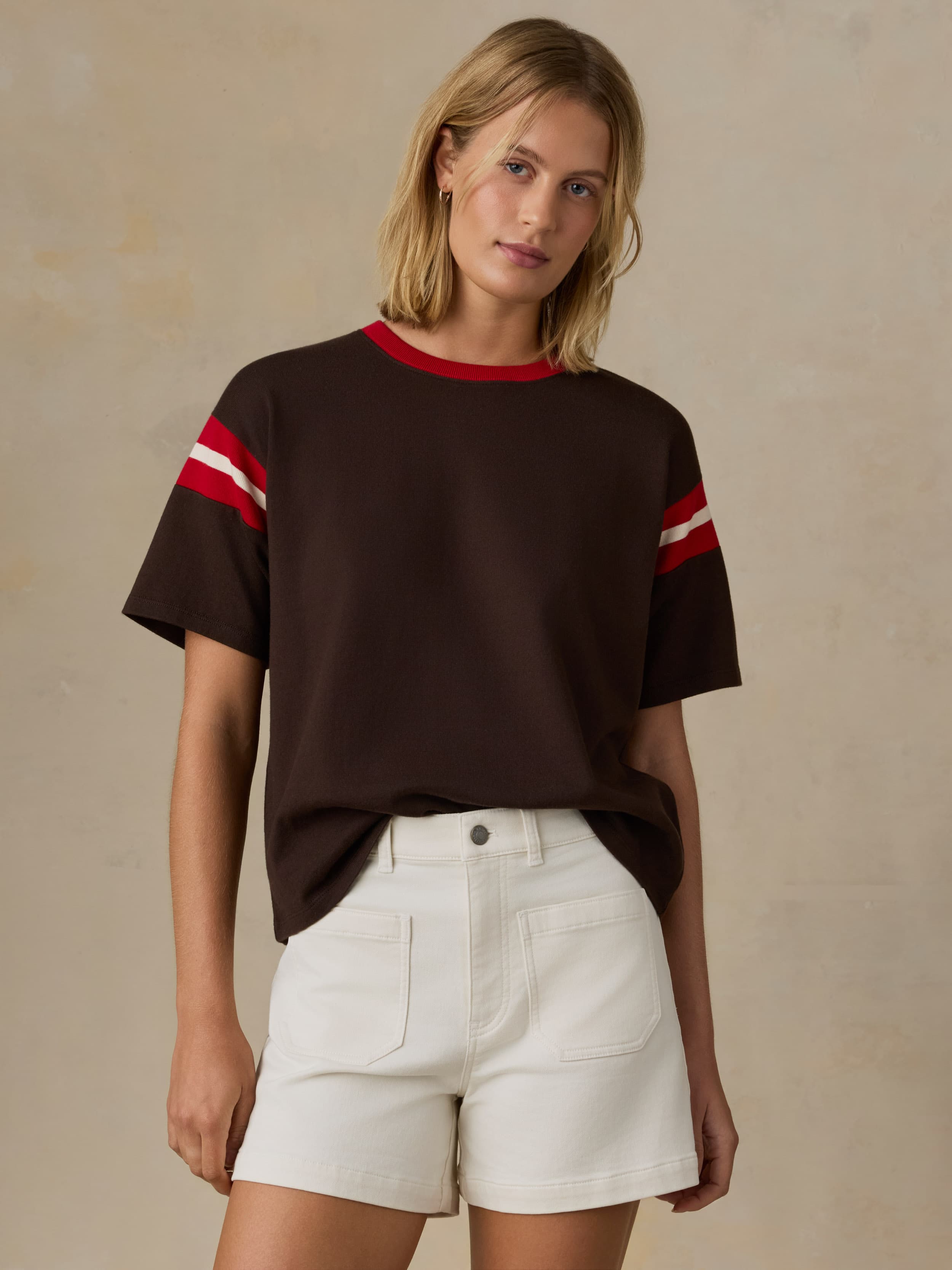 Sport Jersey Throwback Tee - Espresso Varsity | Faherty Brand