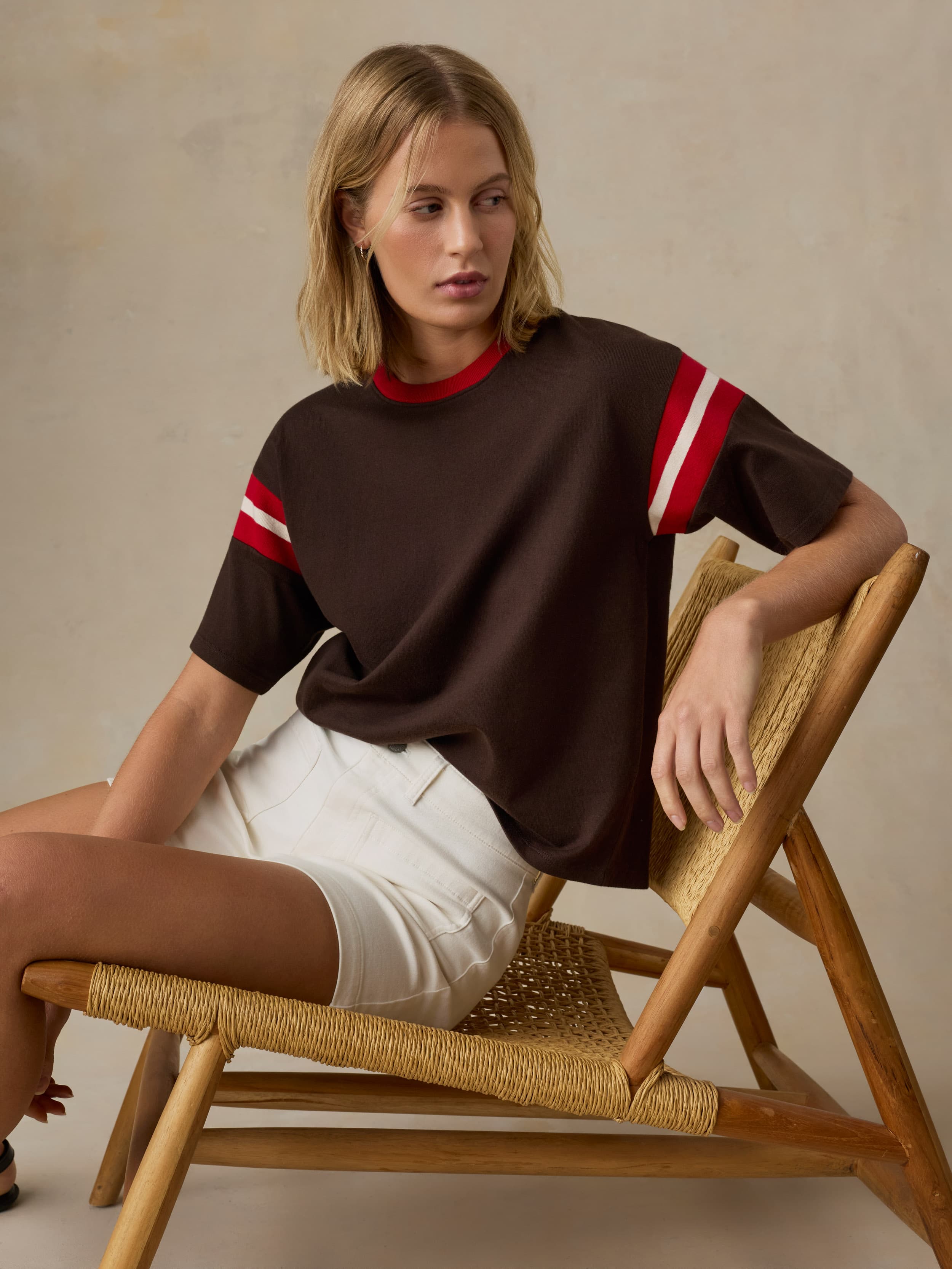 Sport Jersey Throwback Tee - Espresso Varsity | Faherty Brand