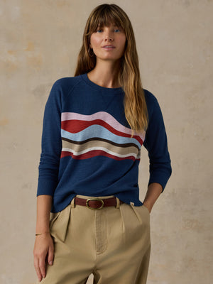 Sunwashed Organic Crewneck - Midnight Waves