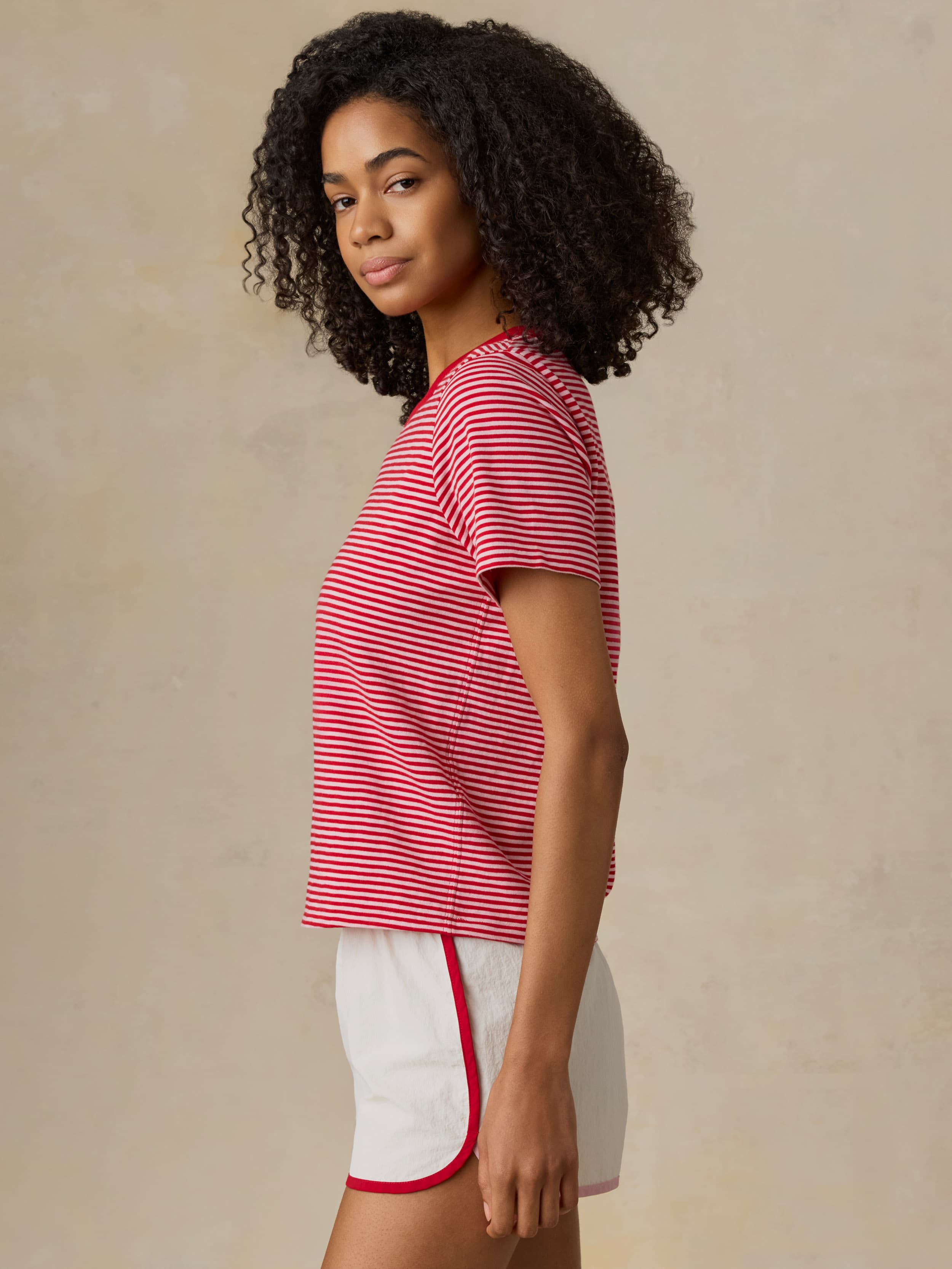 Sunwashed Regenerative Tee - Fuchsia Stripe | Faherty Brand
