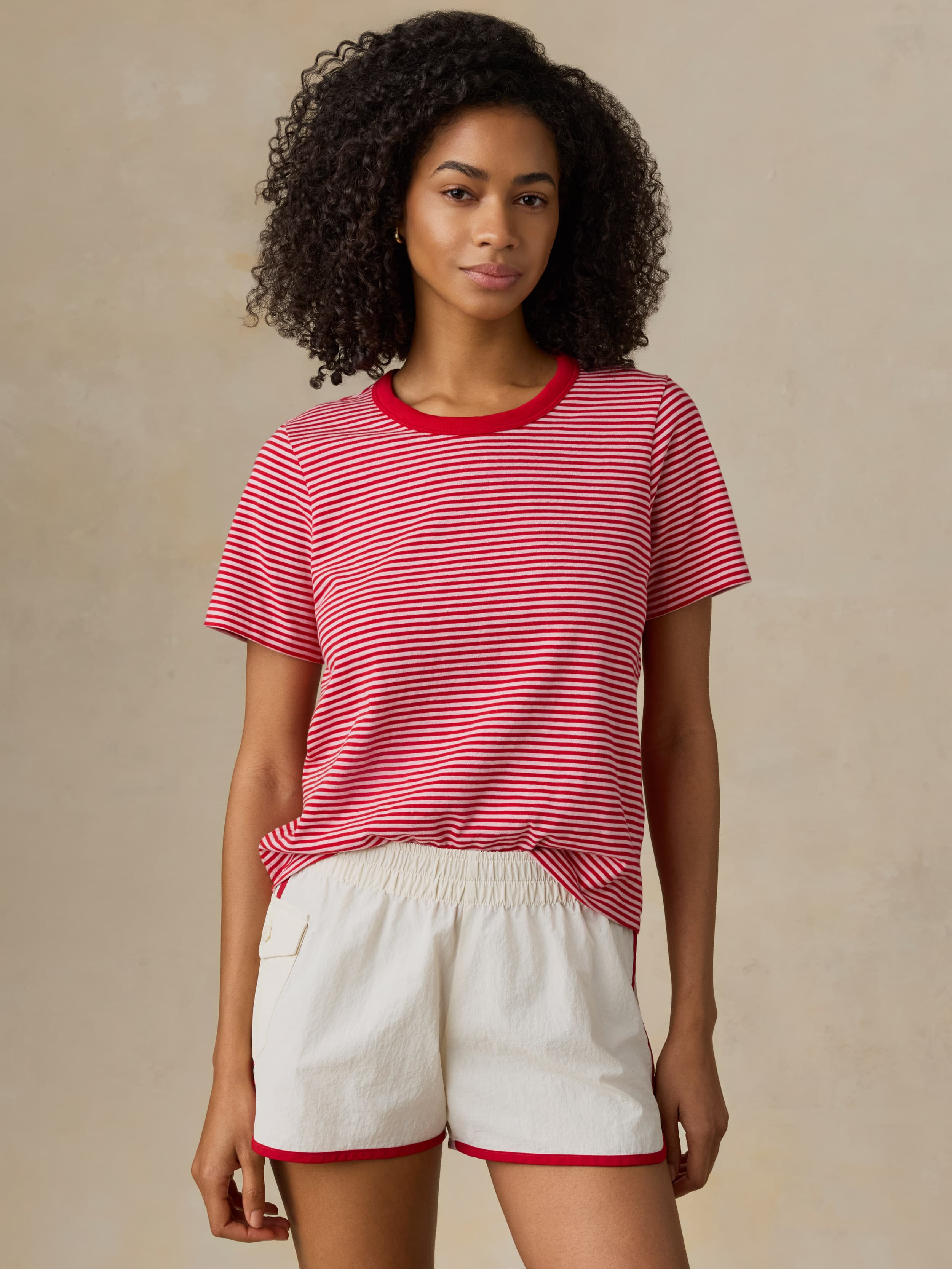 Sunwashed Regenerative Tee - Fuchsia Stripe | Faherty Brand