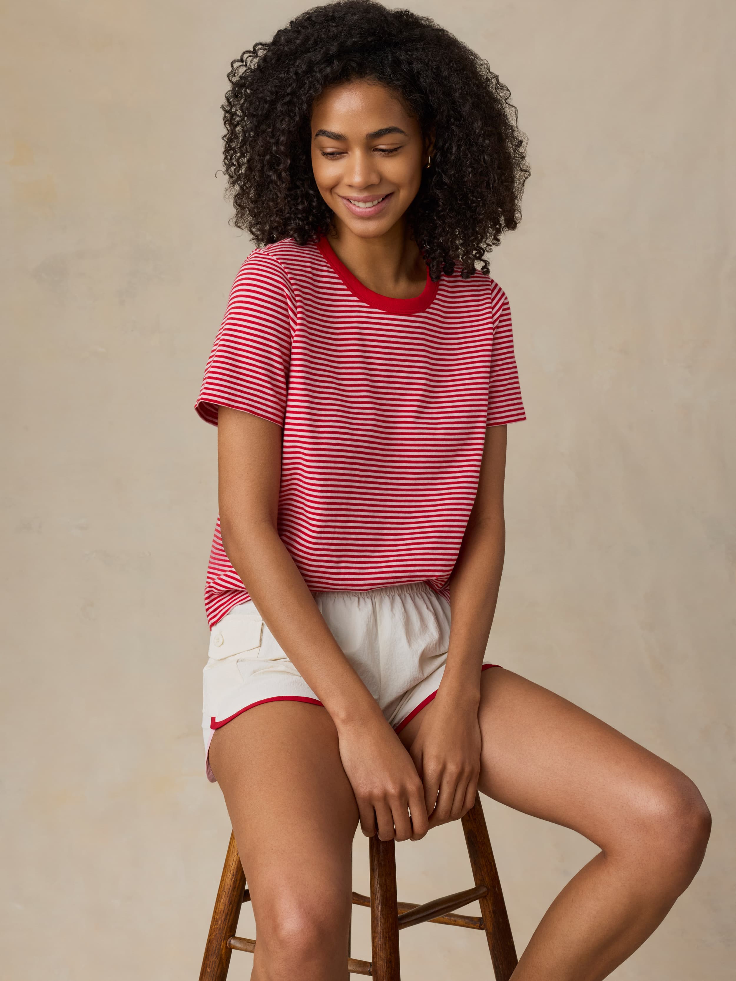 Sunwashed Regenerative Tee - Fuchsia Stripe | Faherty Brand