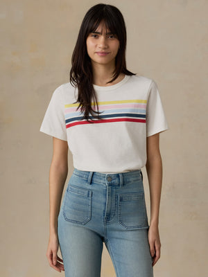 Sunwashed Regenerative Tee - Sunset Parade Stripe