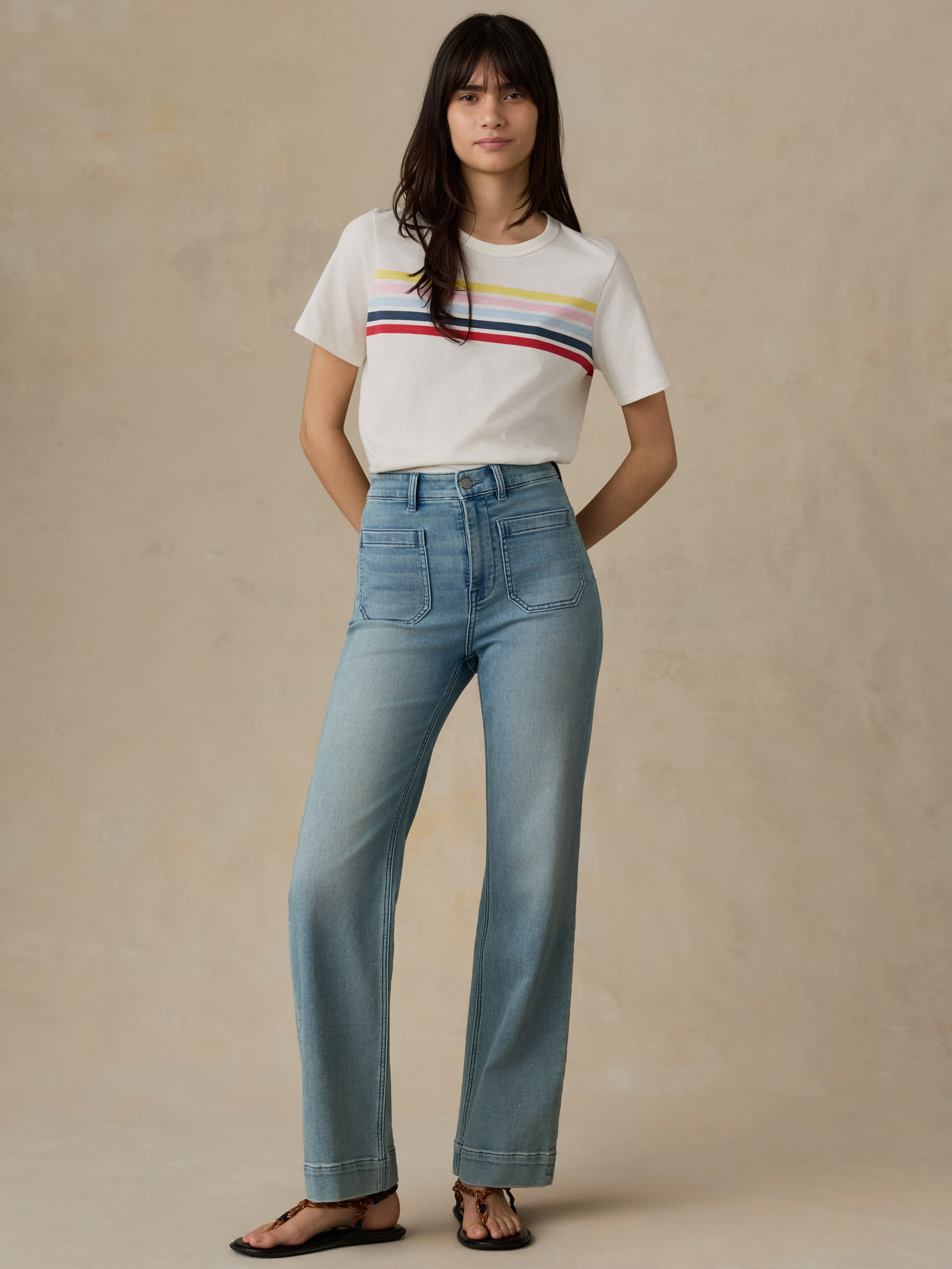 Sunwashed Regenerative Tee - Sunset Parade Stripe | Faherty Brand