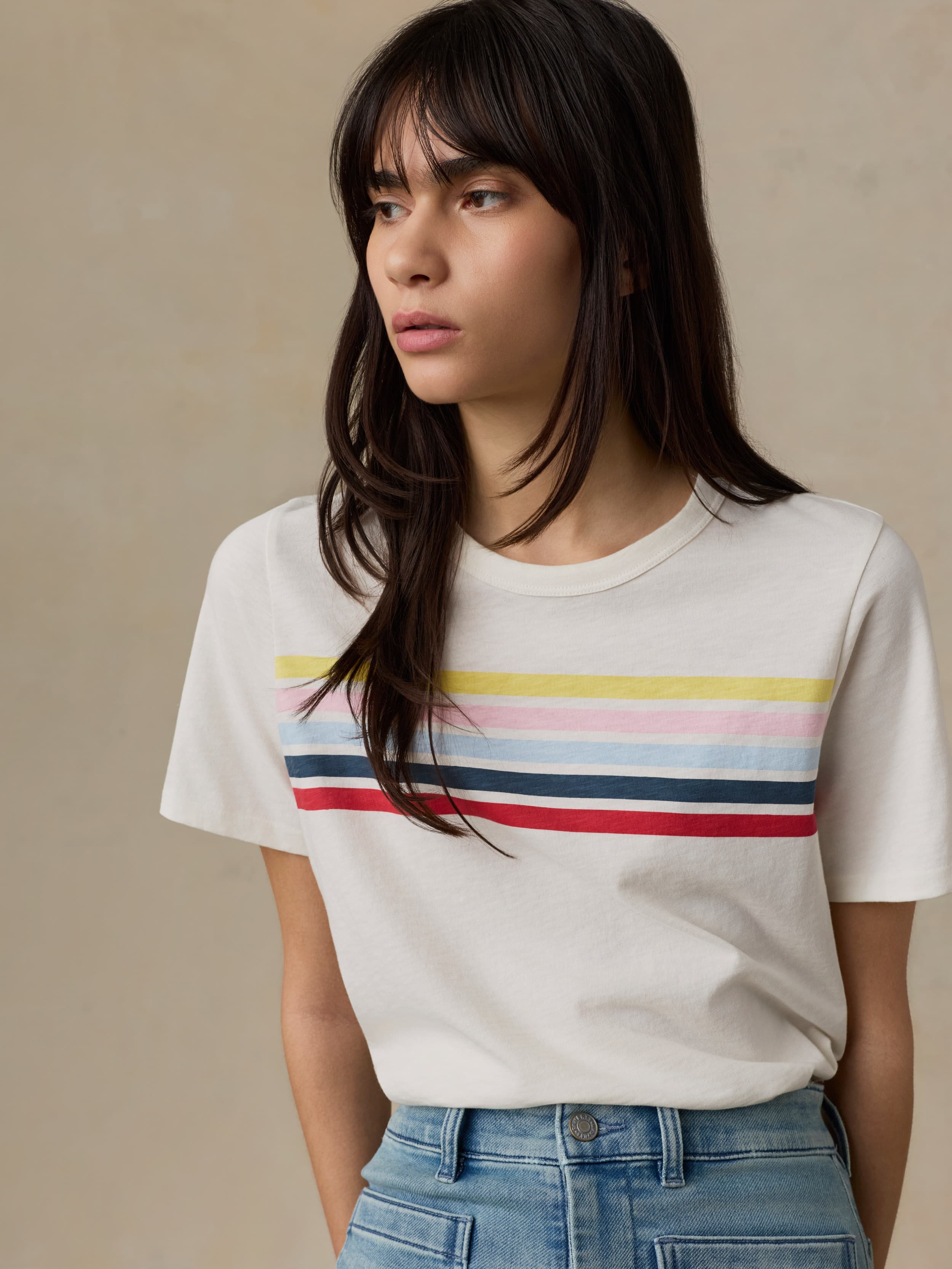 Sunwashed Regenerative Tee - Sunset Parade Stripe | Faherty Brand
