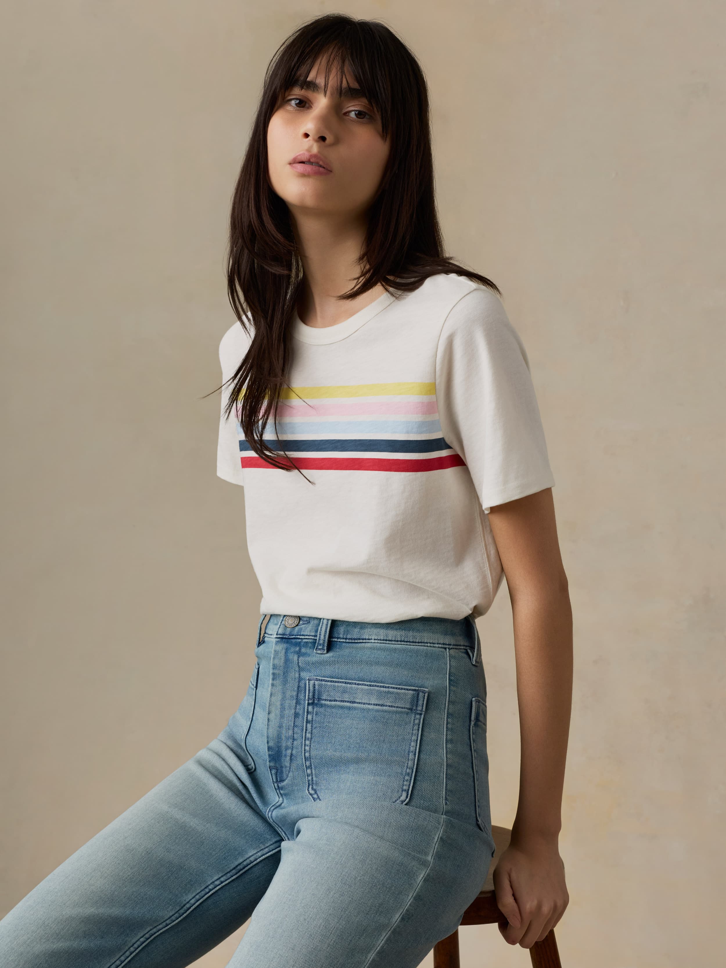 Sunwashed Regenerative Tee - Sunset Parade Stripe | Faherty Brand