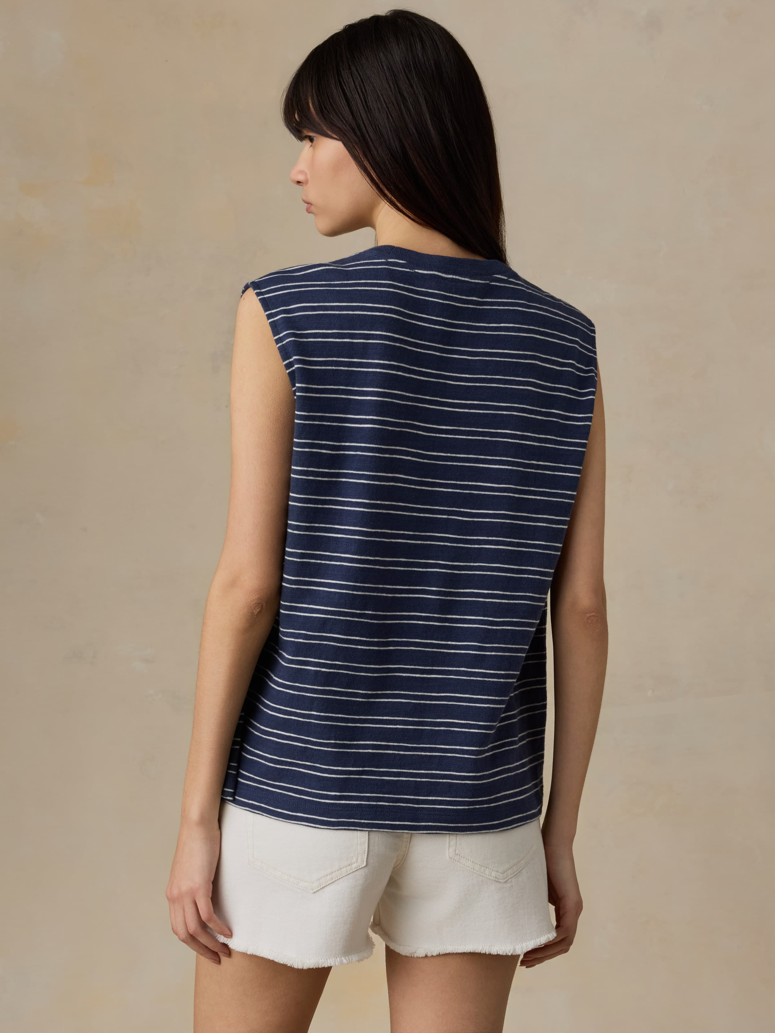 Sunwashed Slub Muscle Tank - Mood Indigo Stripe | Faherty Brand