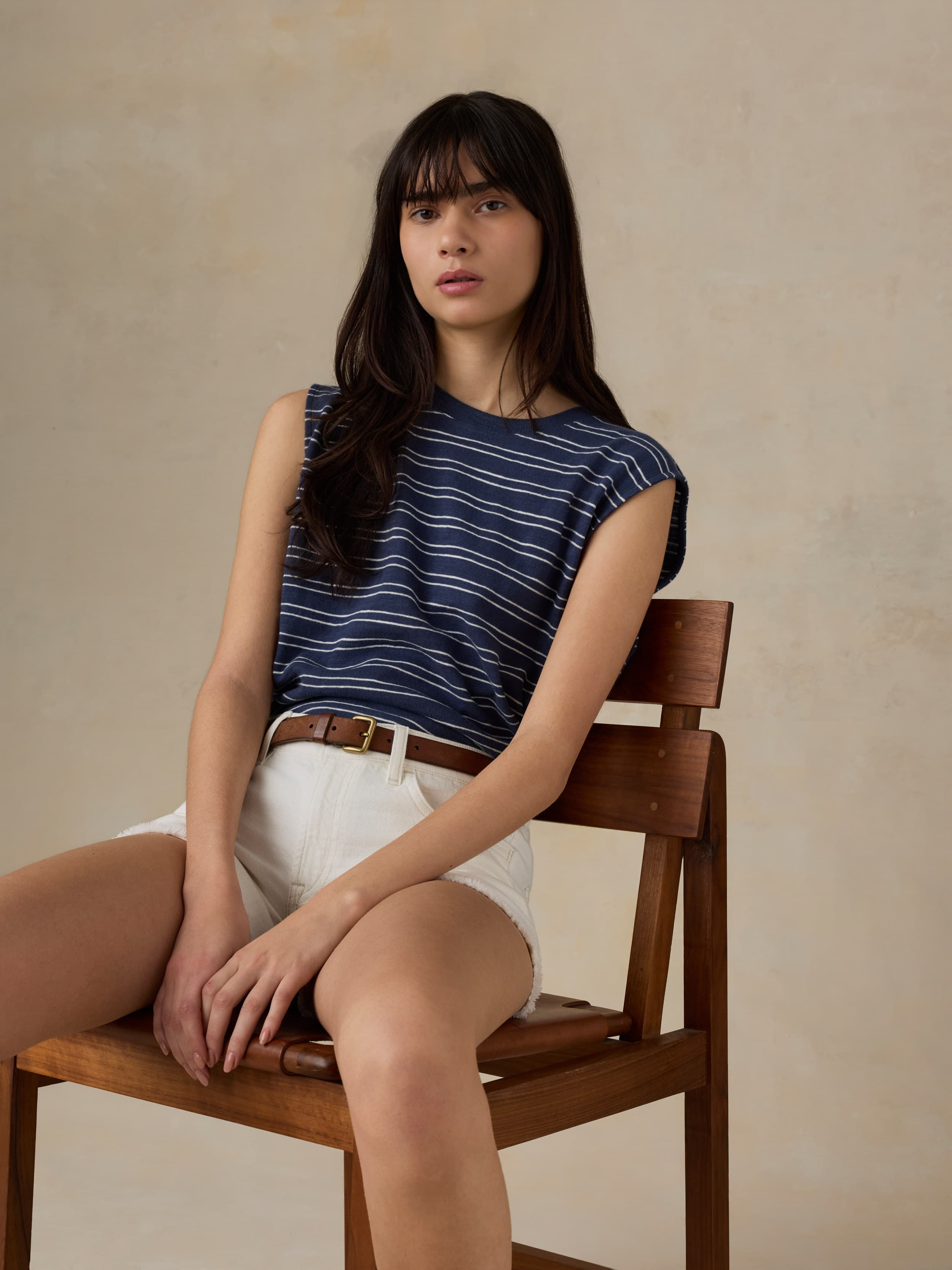 Sunwashed Slub Muscle Tank - Mood Indigo Stripe | Faherty Brand