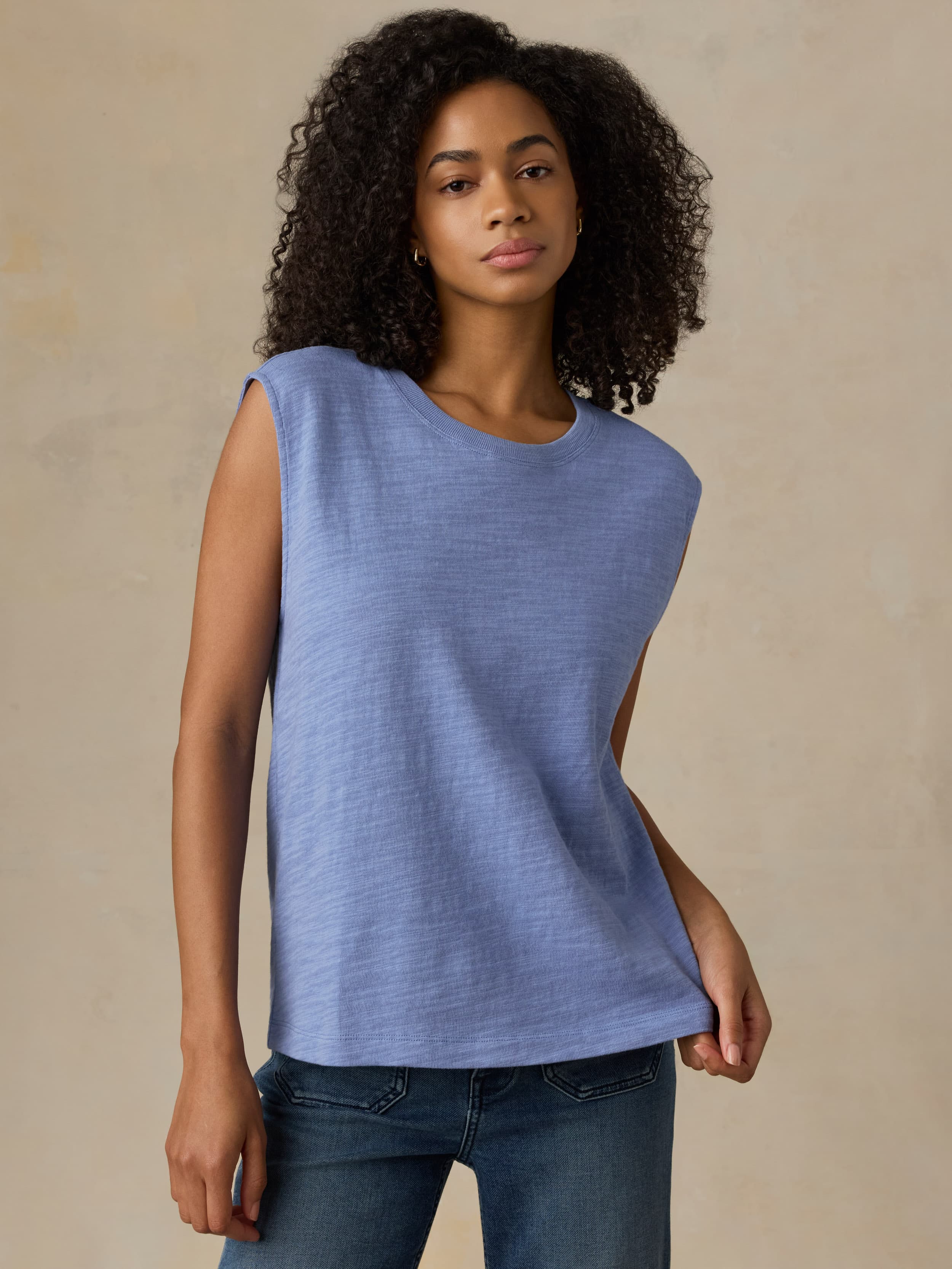 Sunwashed Slub Muscle Tank - Ocean Dusk | Faherty Brand