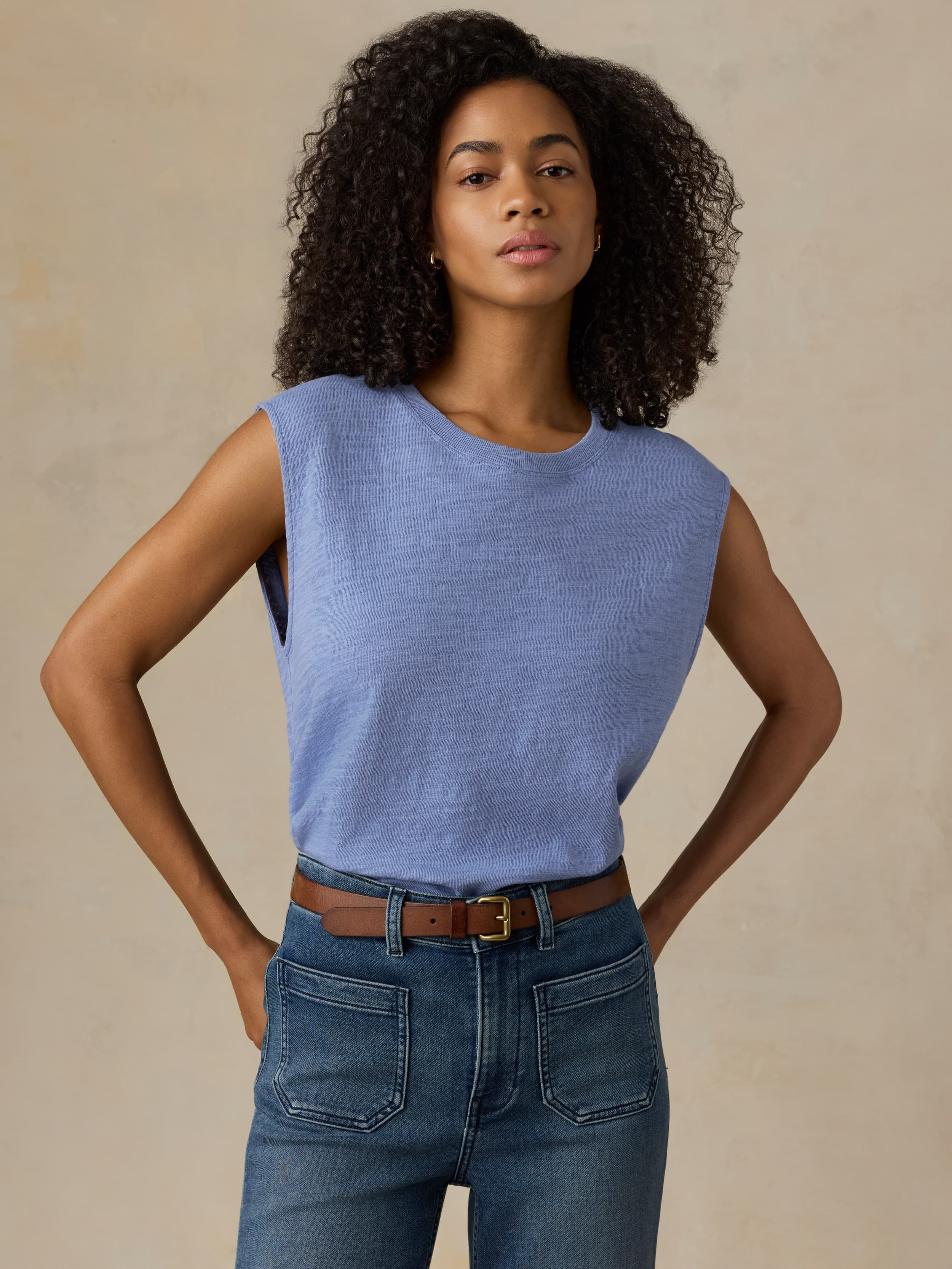 Sunwashed Slub Muscle Tank - Ocean Dusk | Faherty Brand