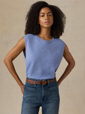 Sunwashed Organic Muscle Tank - Ocean Dusk