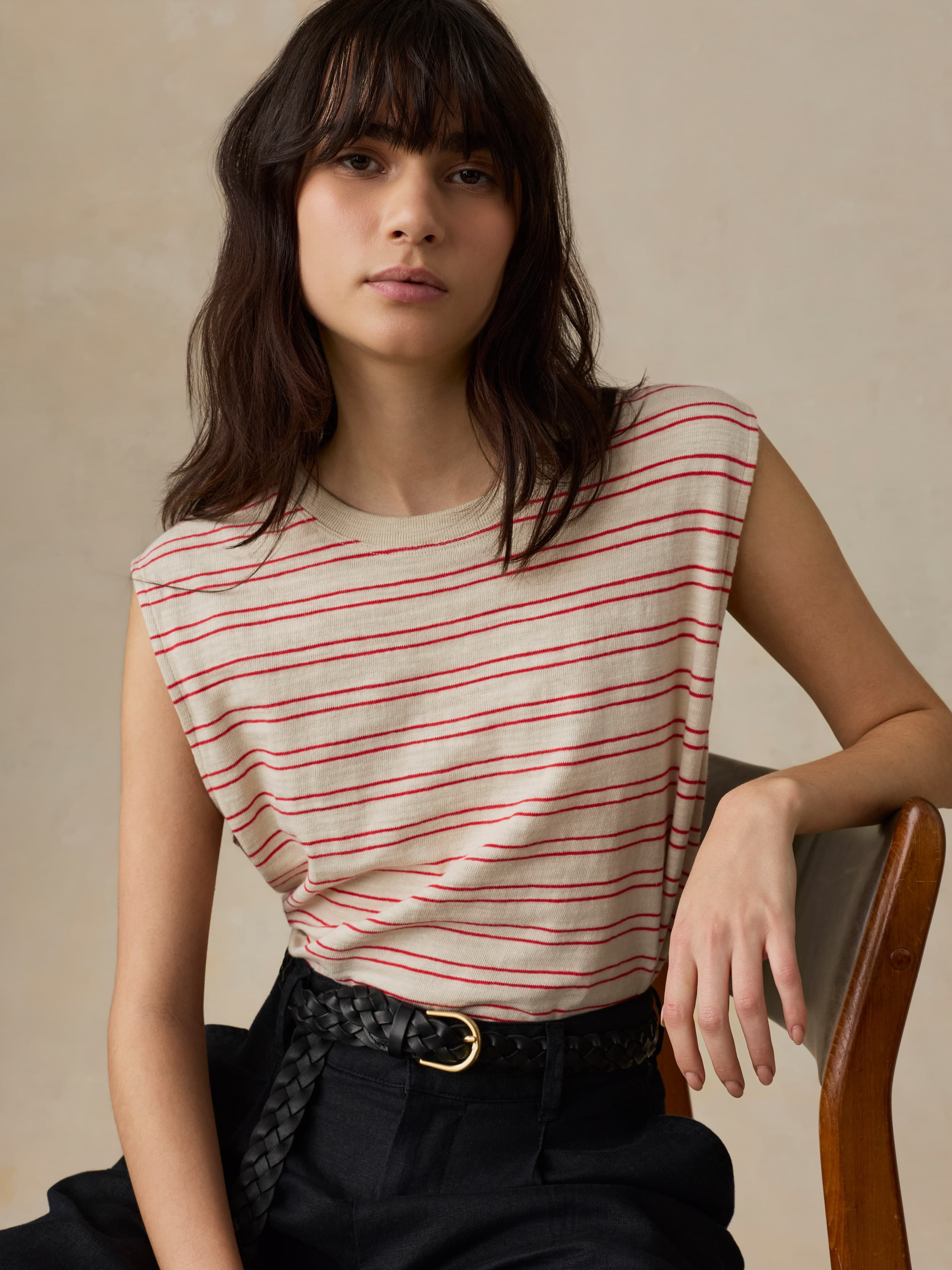 Sunwashed Slub Muscle Tank - Summer Sand Stripe | Faherty Brand
