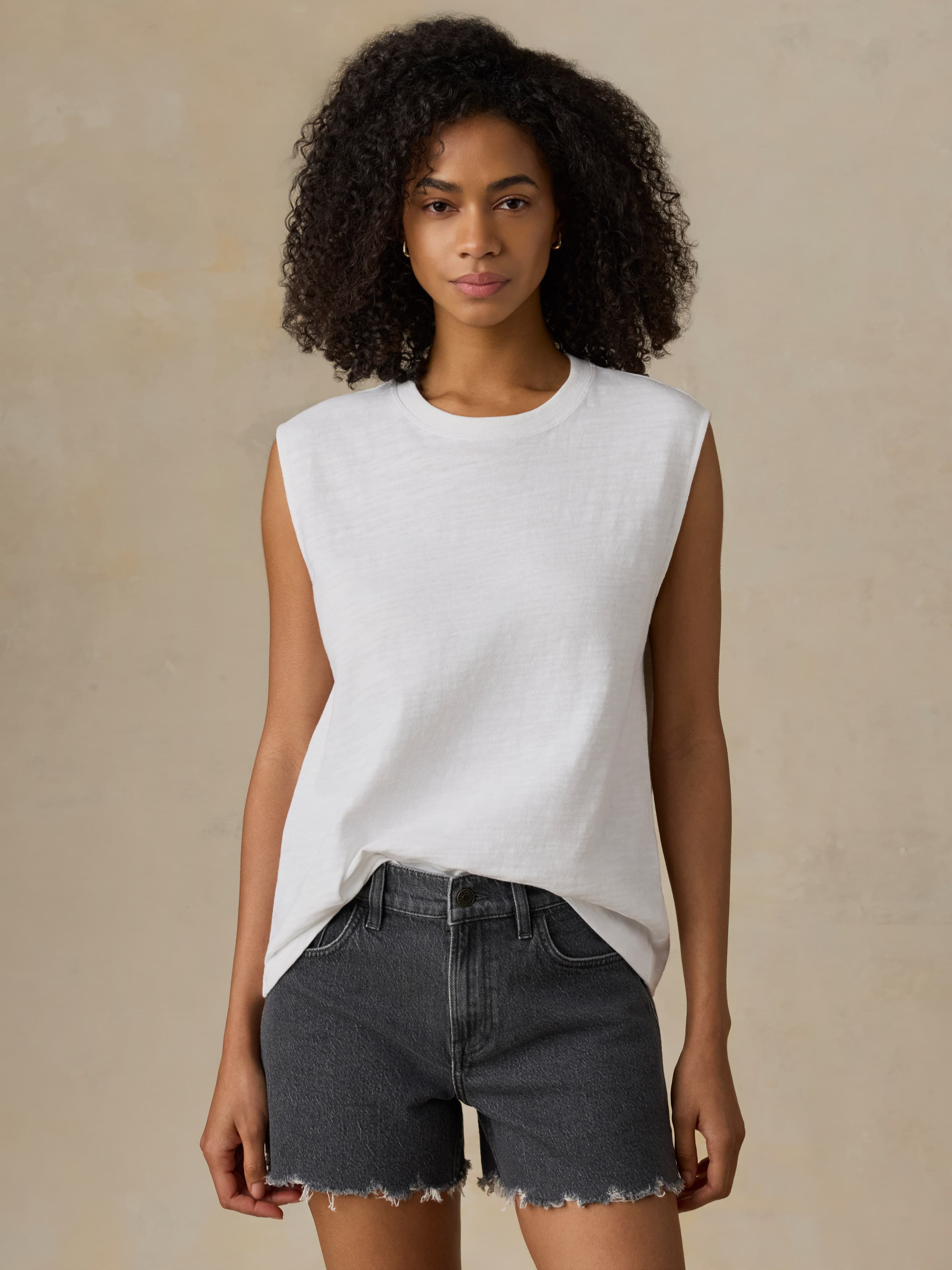 Sunwashed Slub Muscle Tank - White | Faherty Brand