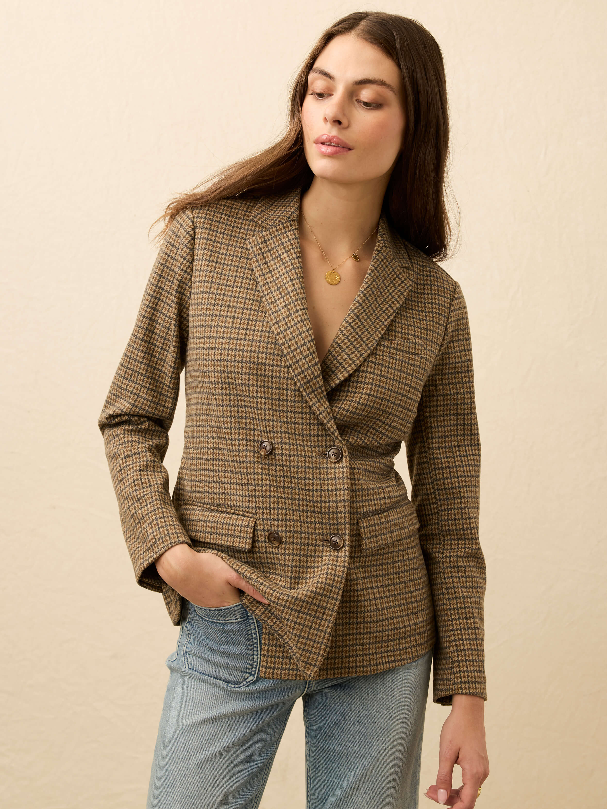 Inlet Knit Double Breasted Blazer - Rockhill Houndstooth | Faherty Brand