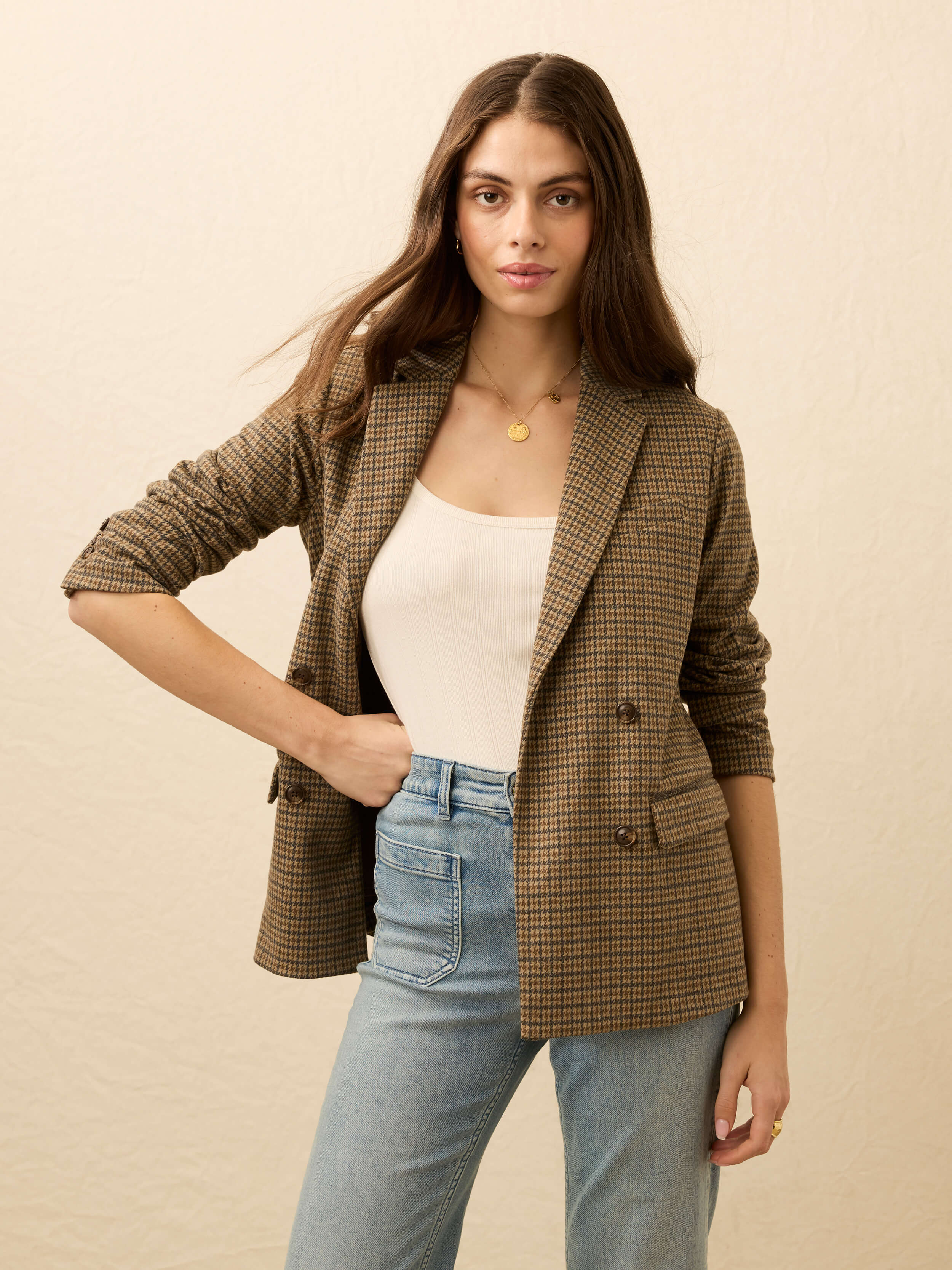 Inlet Knit Double Breasted Blazer - Rockhill Houndstooth | Faherty Brand