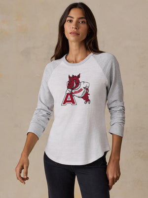University of Arkansas Sunwashed Organic Raglan Long-Sleeve - Light Grey Heather