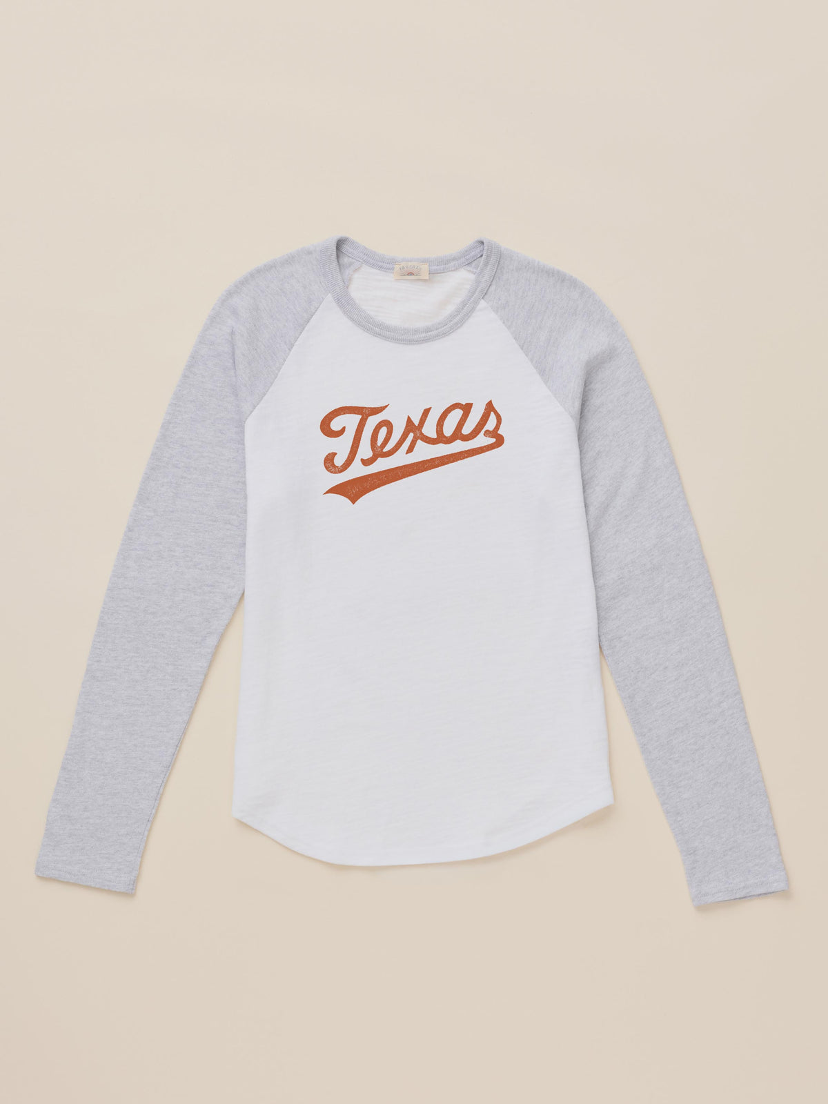 White and grey baseball tee with University of Texas graphic, image 2 of 2