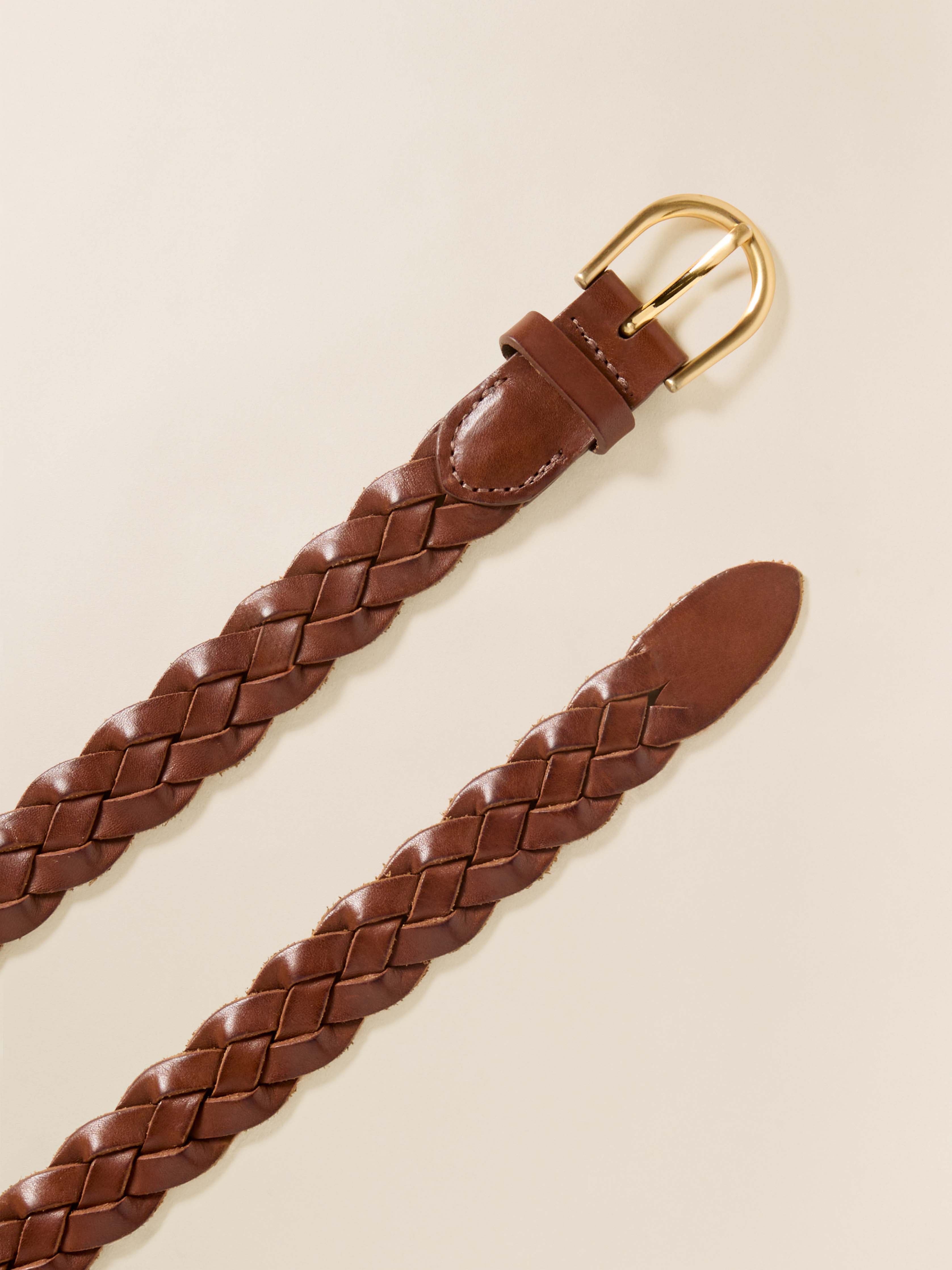 Downtown Braided Leather Belt - Saddle Brown | Faherty Brand