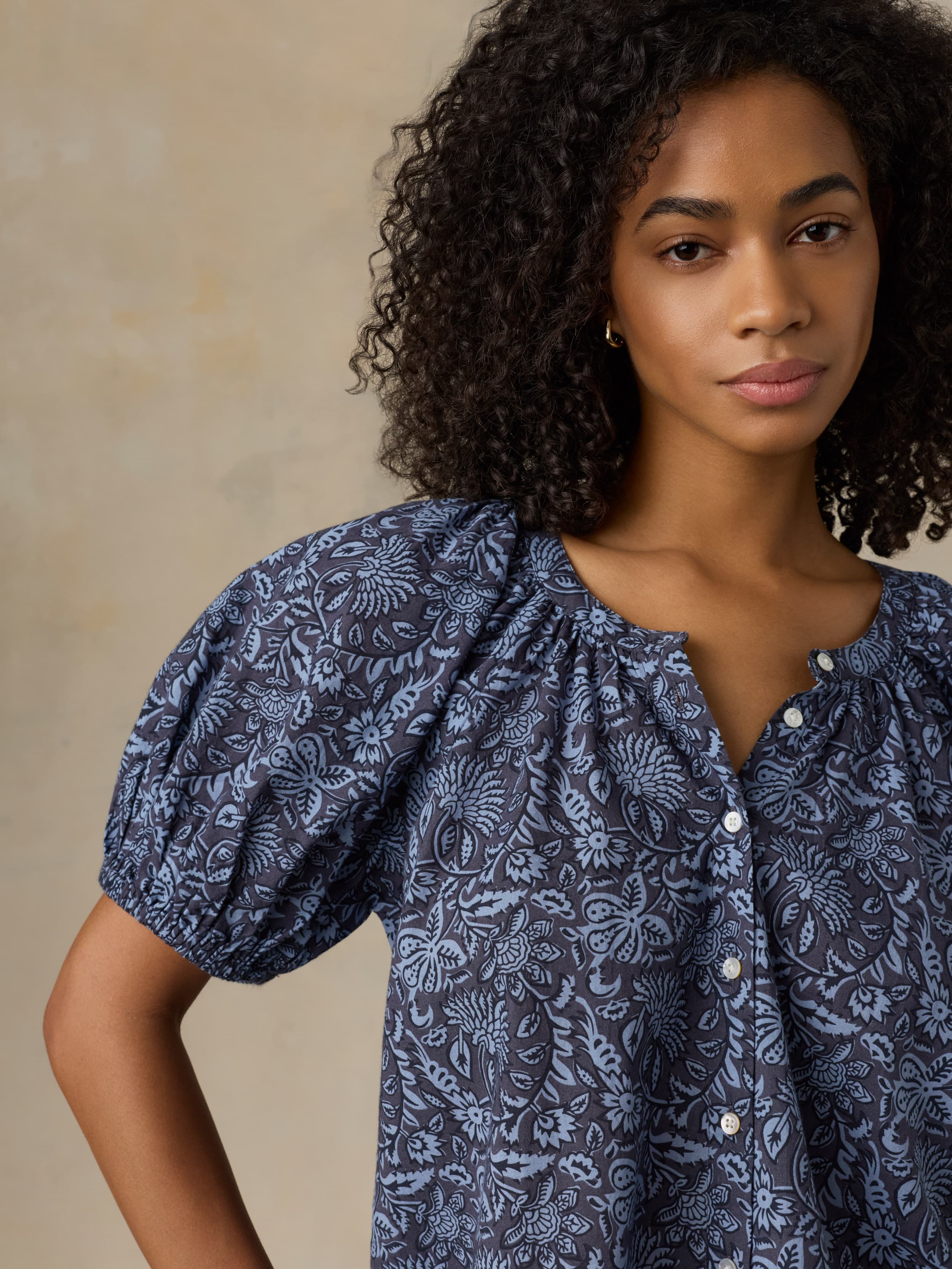 Voile Lettie Top - Blue Moon Petals | Faherty Brand