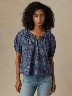 Voile Lettie Top - Blue Moon Petals