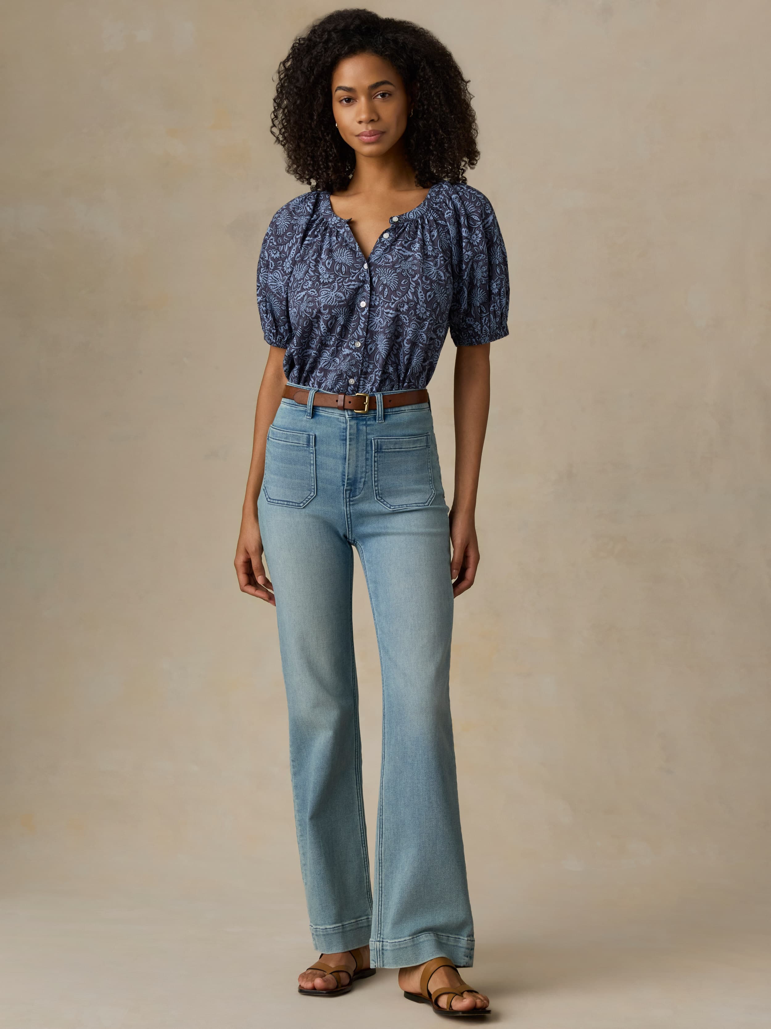 Voile Lettie Top - Blue Moon Petals | Faherty Brand
