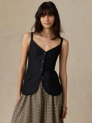 Sun Strider Linen Milo Vest - Black