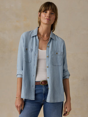 Tried & True Chambray Classic Shirt - Bluewater Stripe Wash