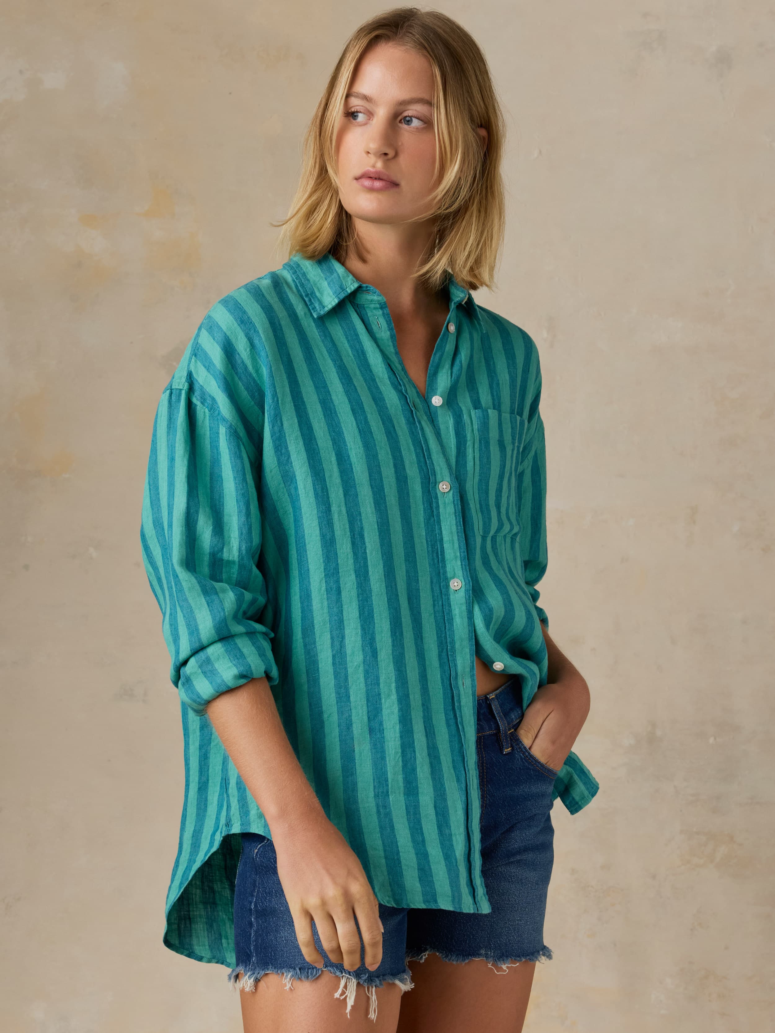 Laguna Linen Relaxed Shirt - Tropic Glow Stripe | Faherty Brand