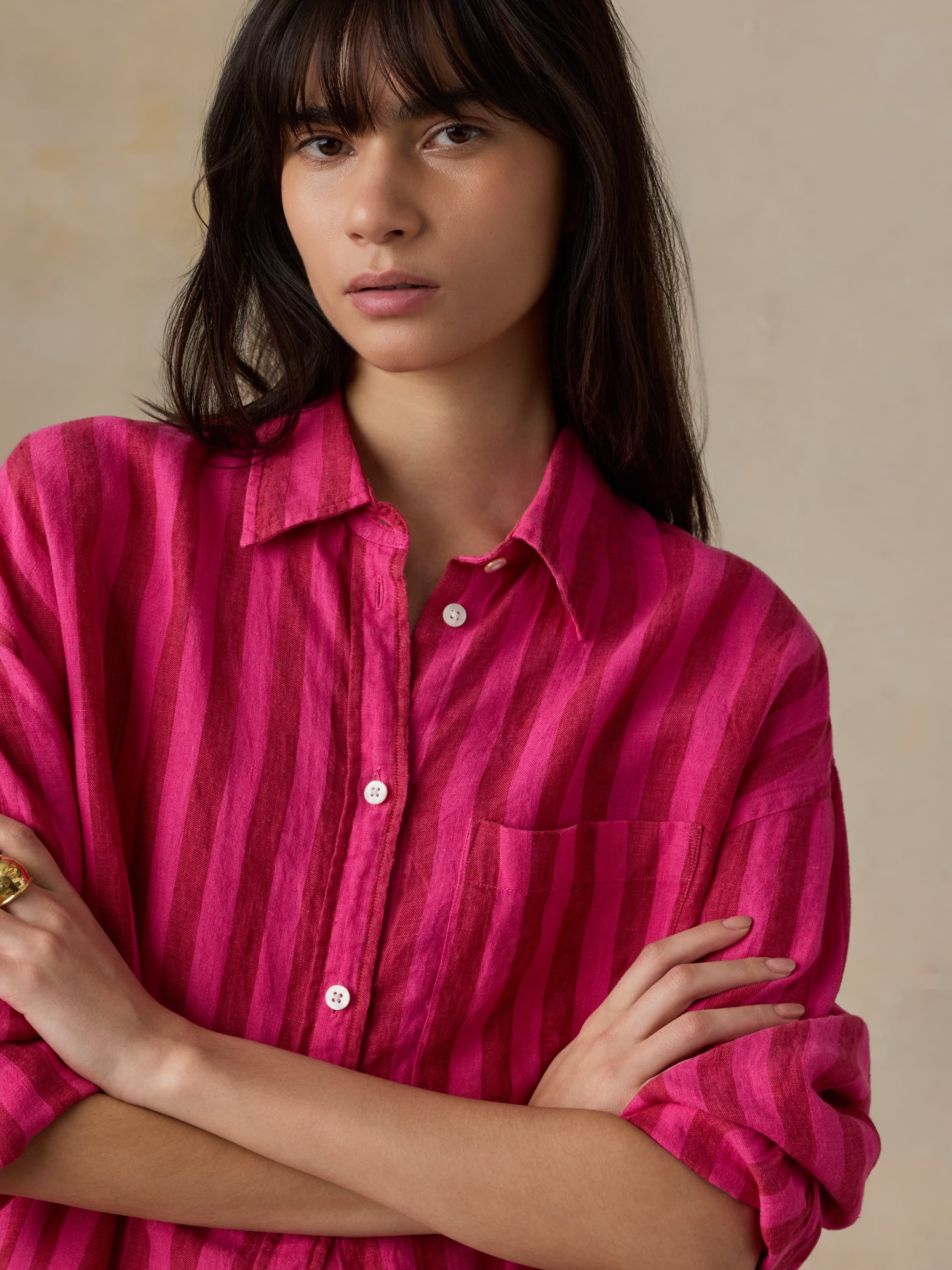 Laguna Linen Relaxed Shirt - Sunset Pop Stripe | Faherty Brand