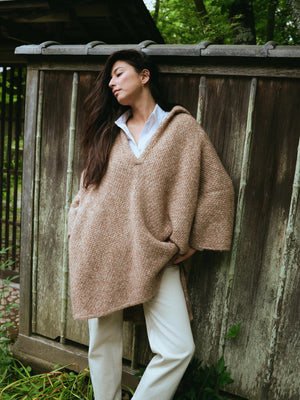 Après Alpaca Sweater Poncho - Driftwood Heather