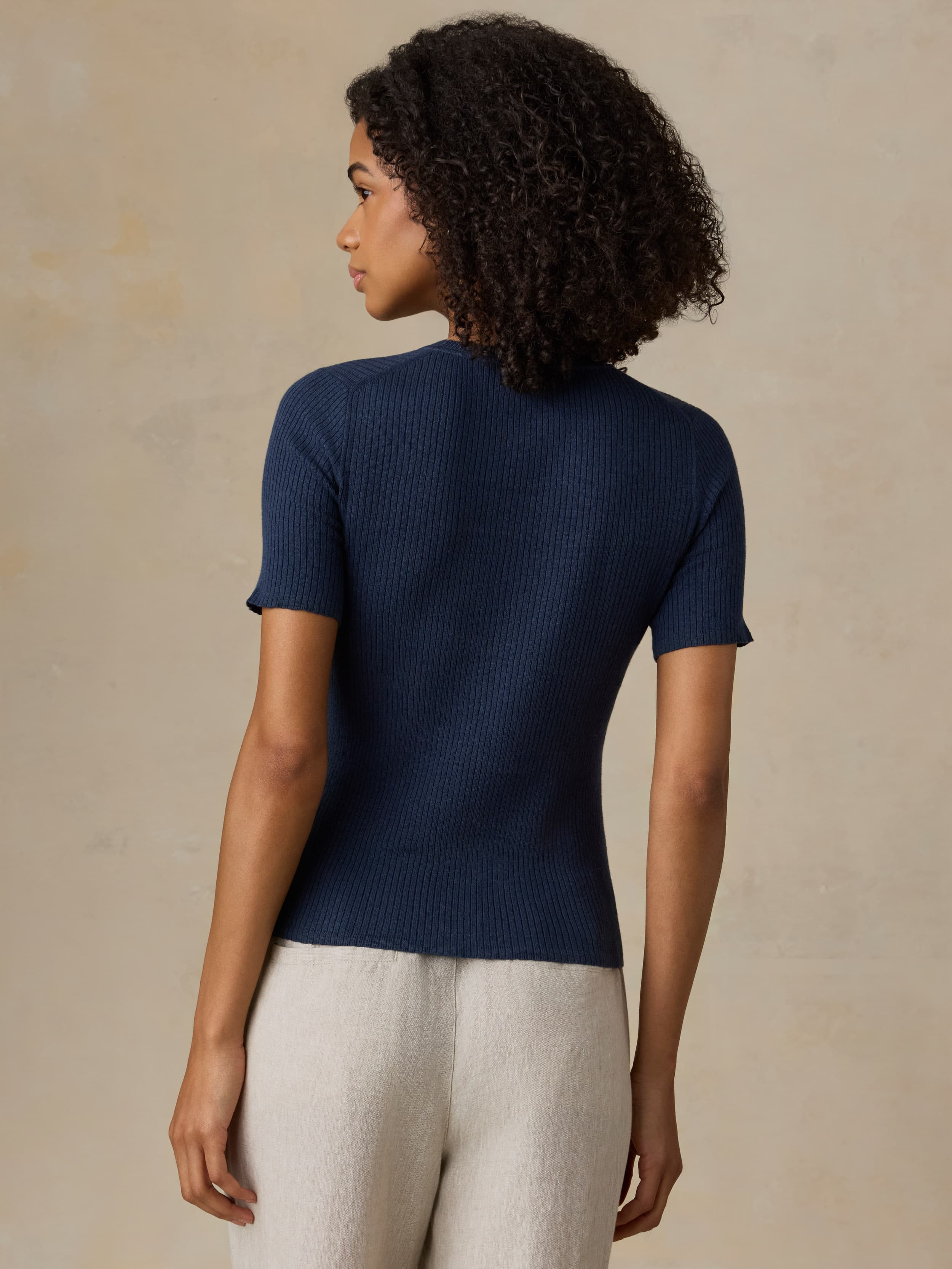 Miramar Linen Mini Rib Tee - Spellbound | Faherty Brand