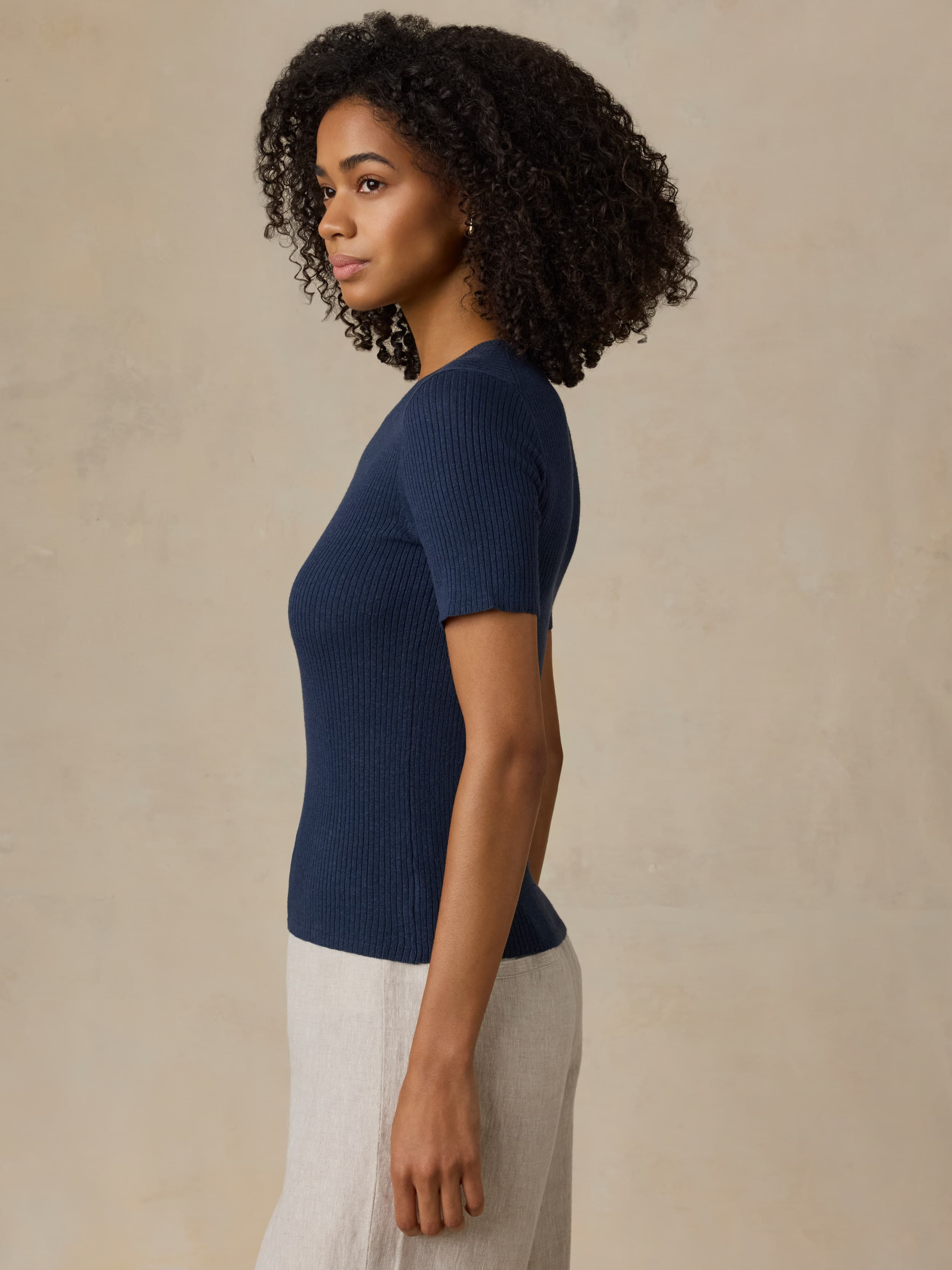 Miramar Linen Mini Rib Tee - Spellbound | Faherty Brand