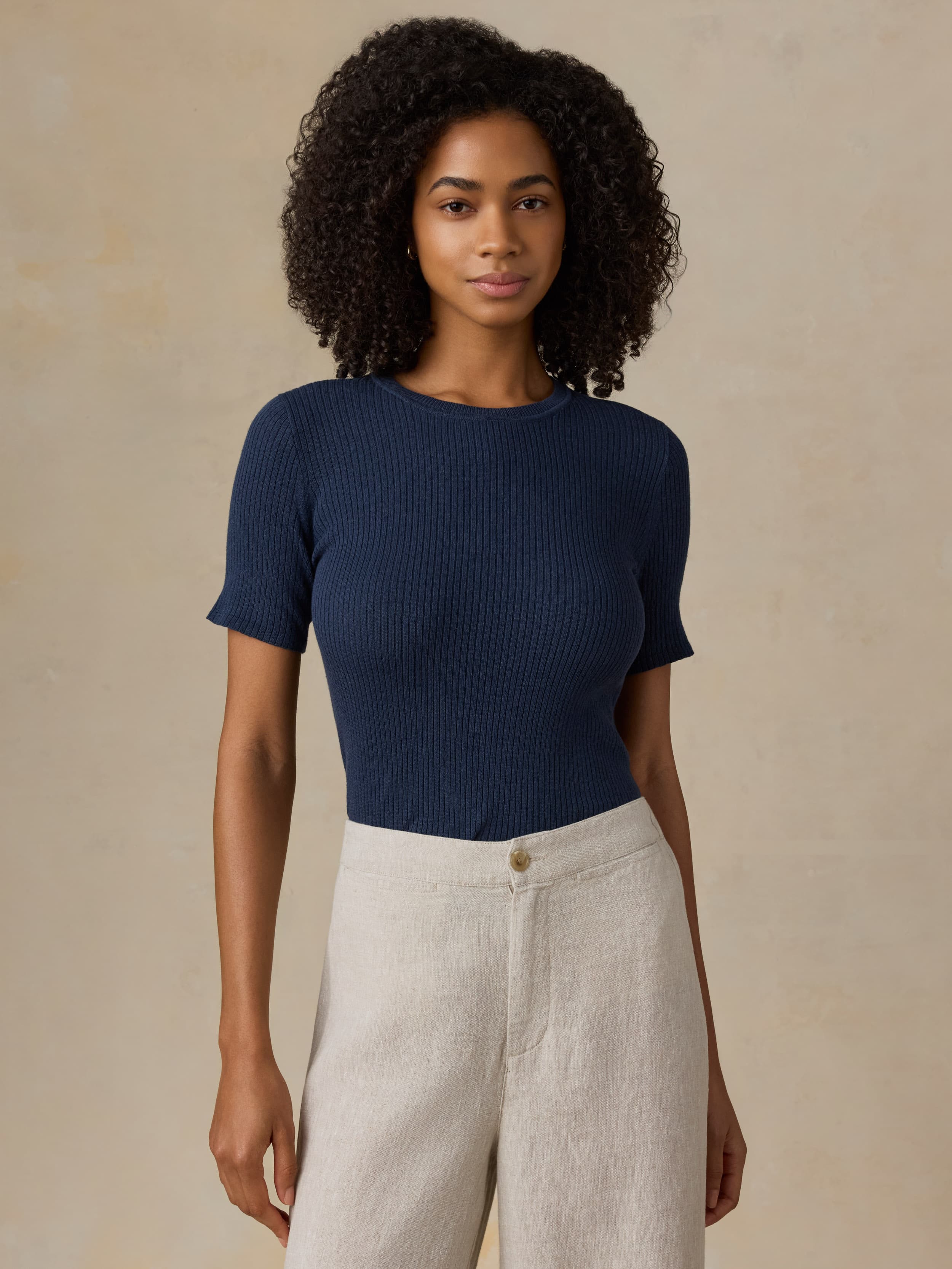 Miramar Linen Mini Rib Tee - Spellbound | Faherty Brand