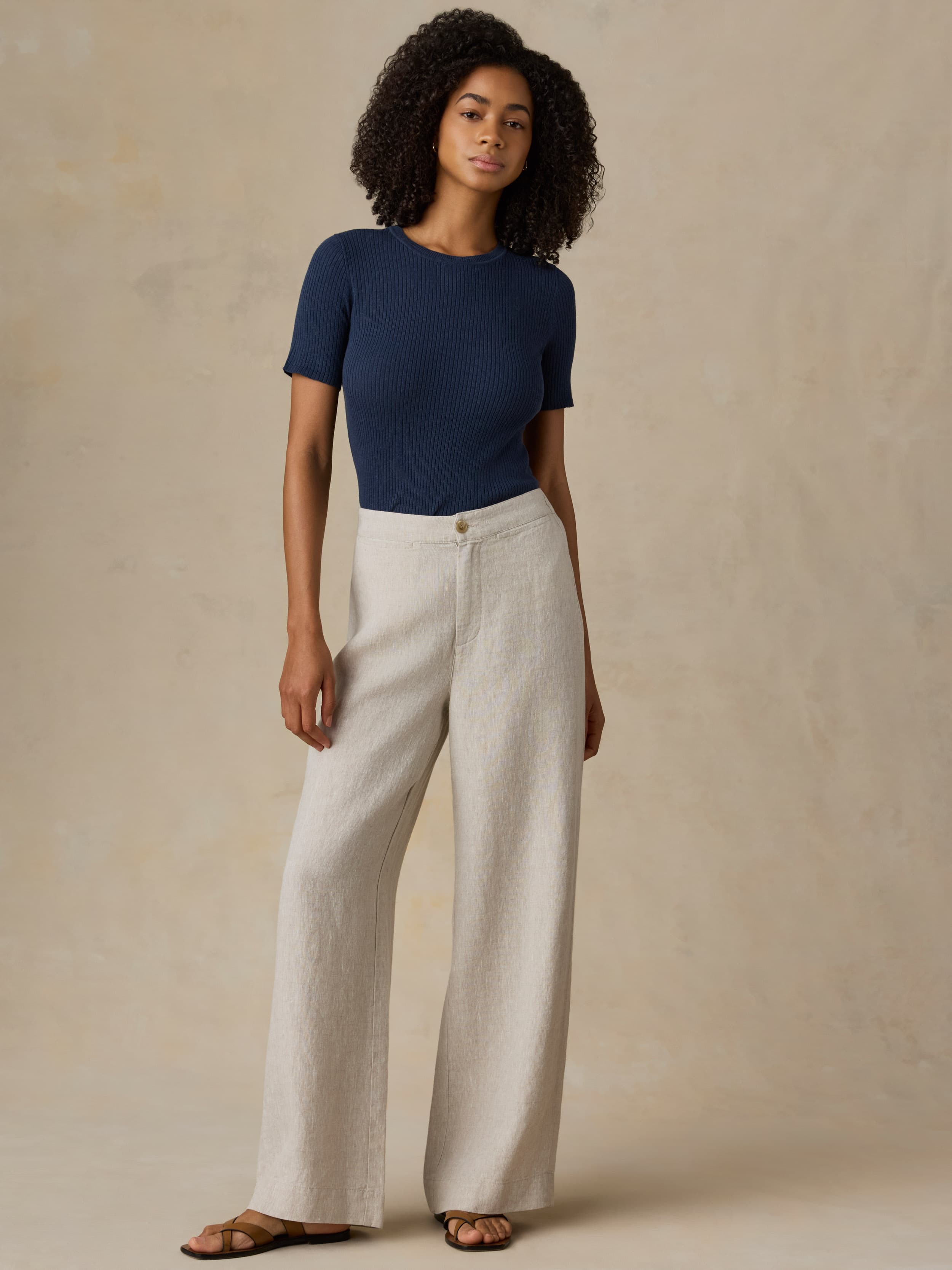 Miramar Linen Mini Rib Tee - Spellbound | Faherty Brand