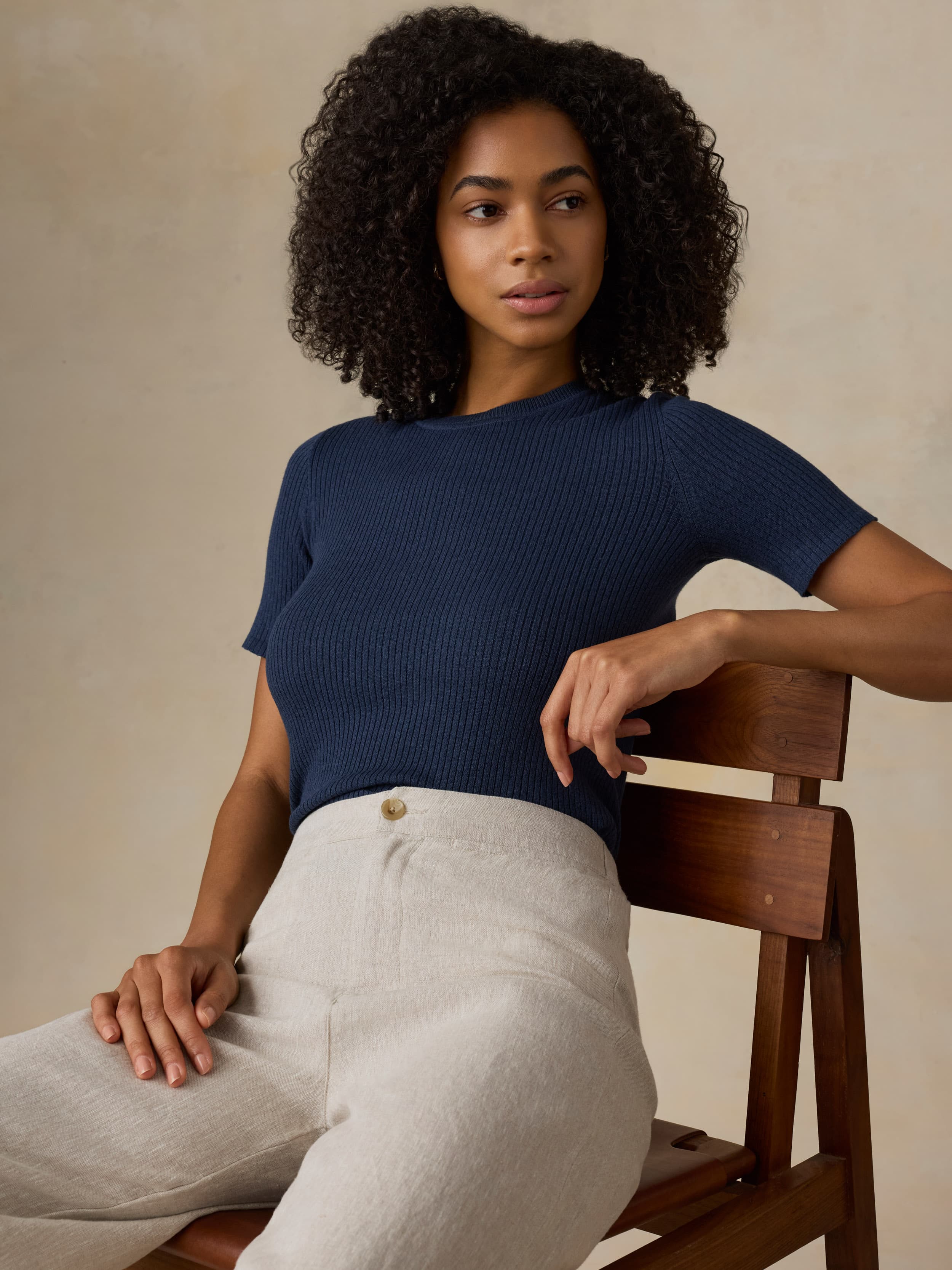 Miramar Linen Mini Rib Tee - Spellbound | Faherty Brand