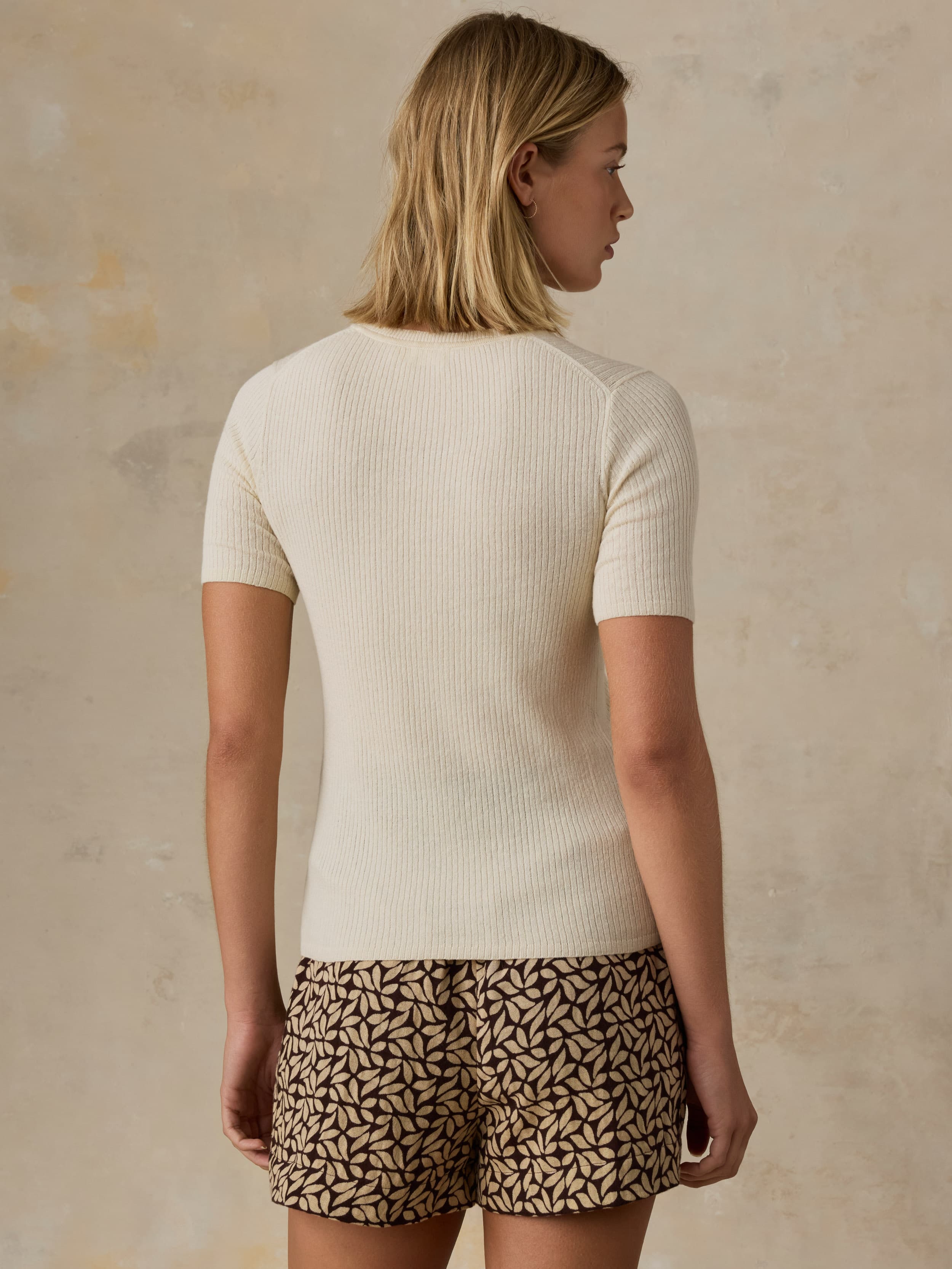 Miramar Linen Mini Rib Tee - Summer Sand | Faherty Brand