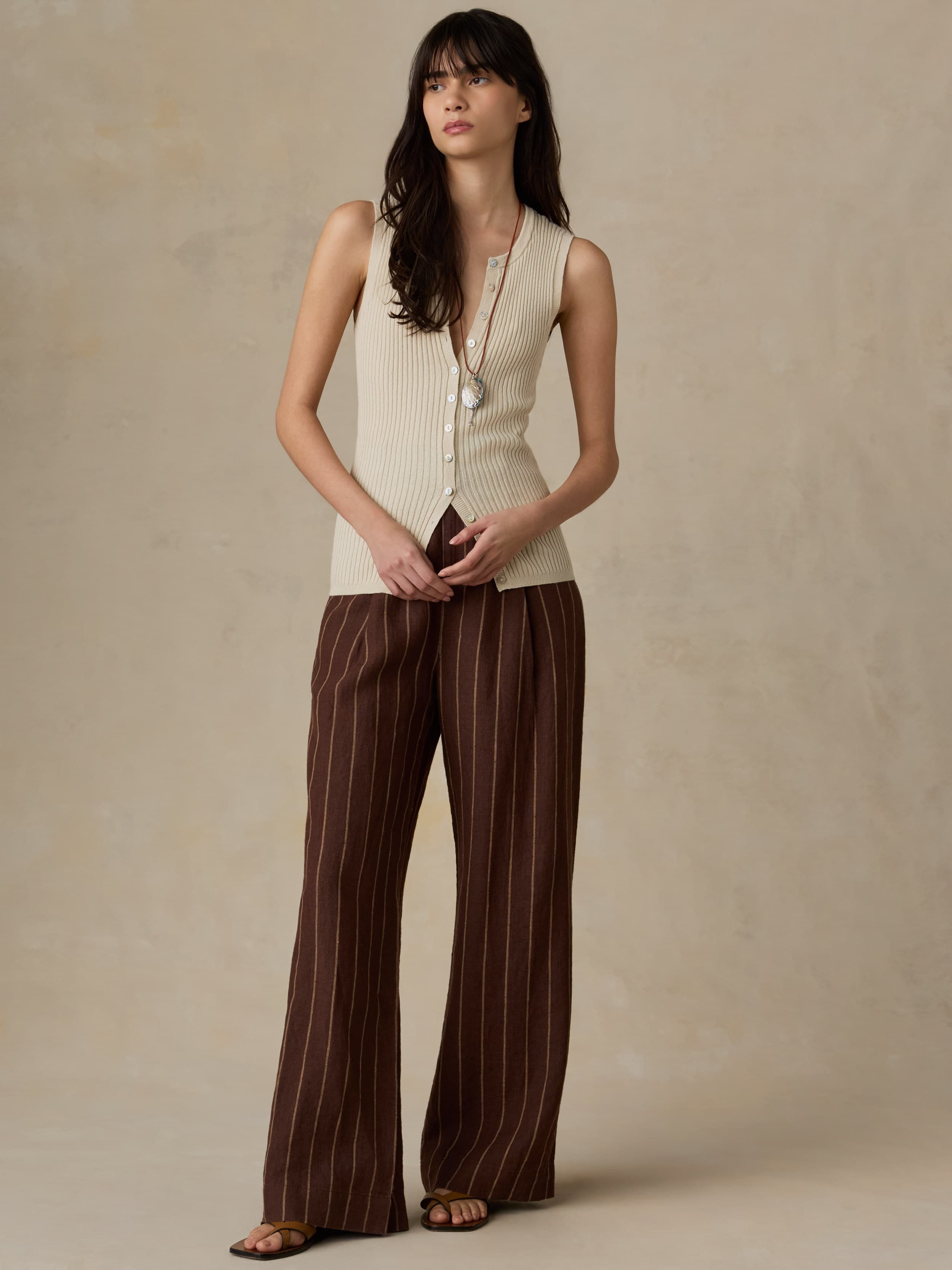 Miramar Linen Cami Cardigan - Summer Sand | Faherty Brand