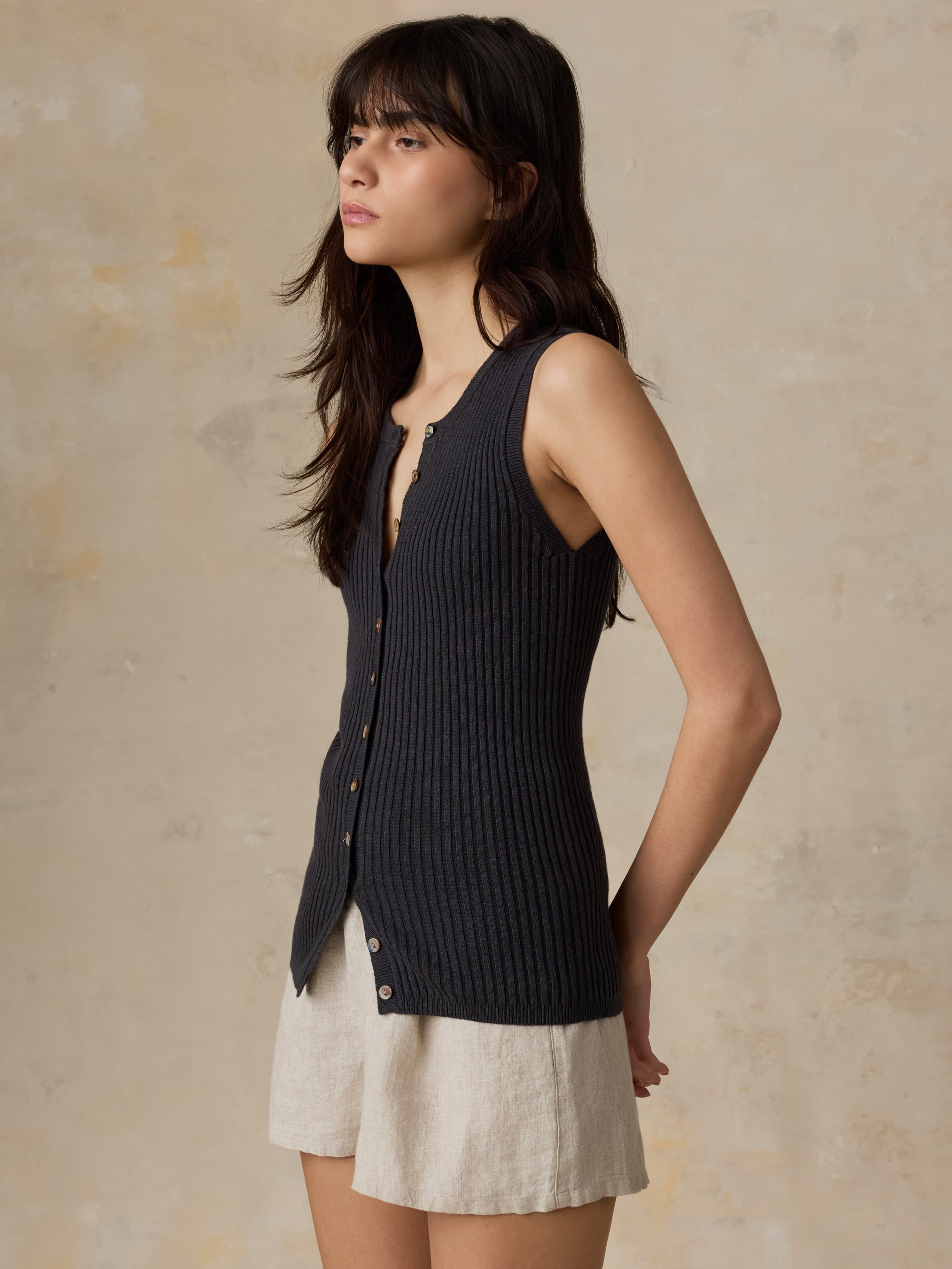 Miramar Linen Cami Cardigan - Washed Black | Faherty Brand