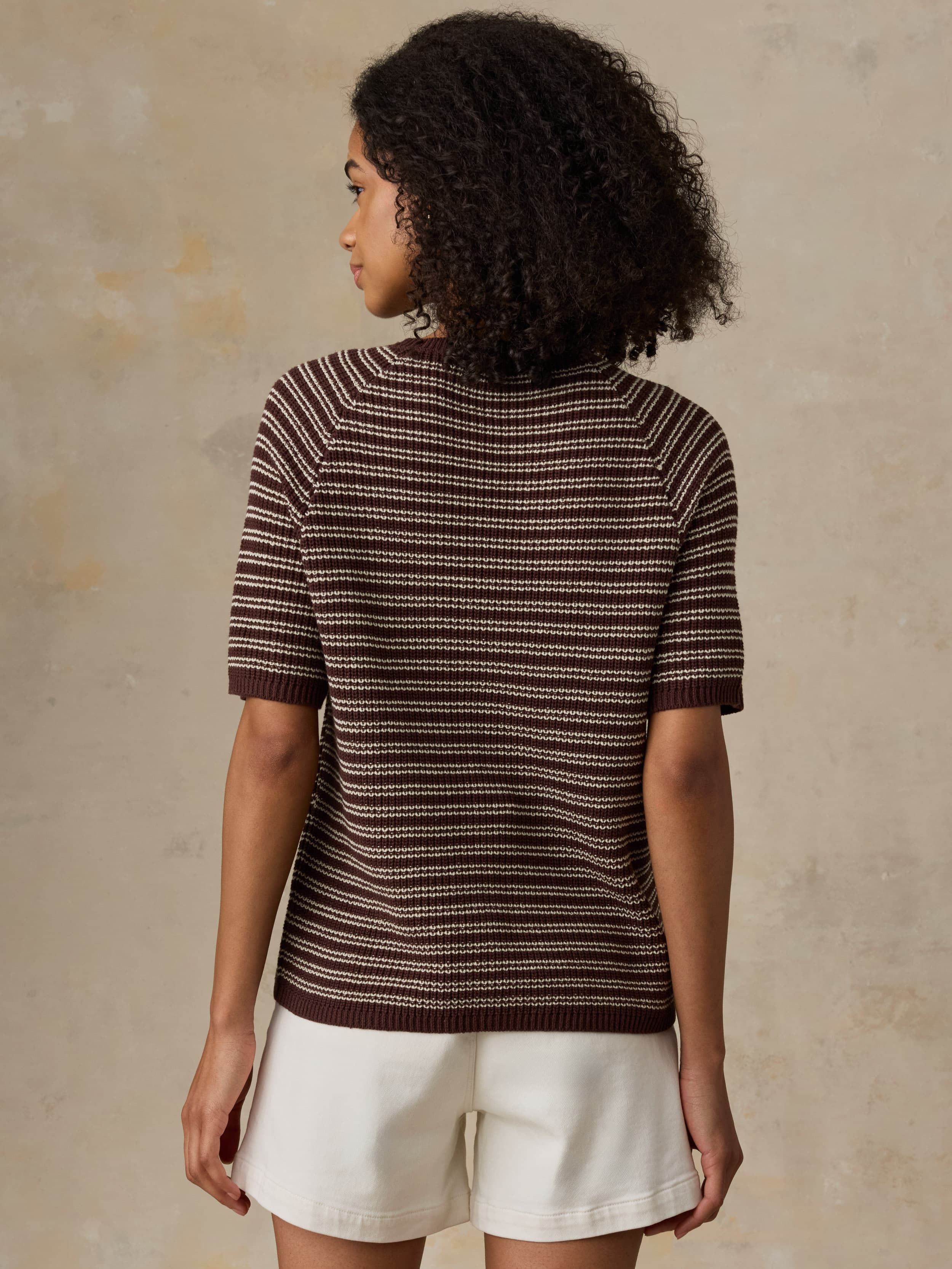 Miramar Linen Tee - Mocha Stripe | Faherty Brand