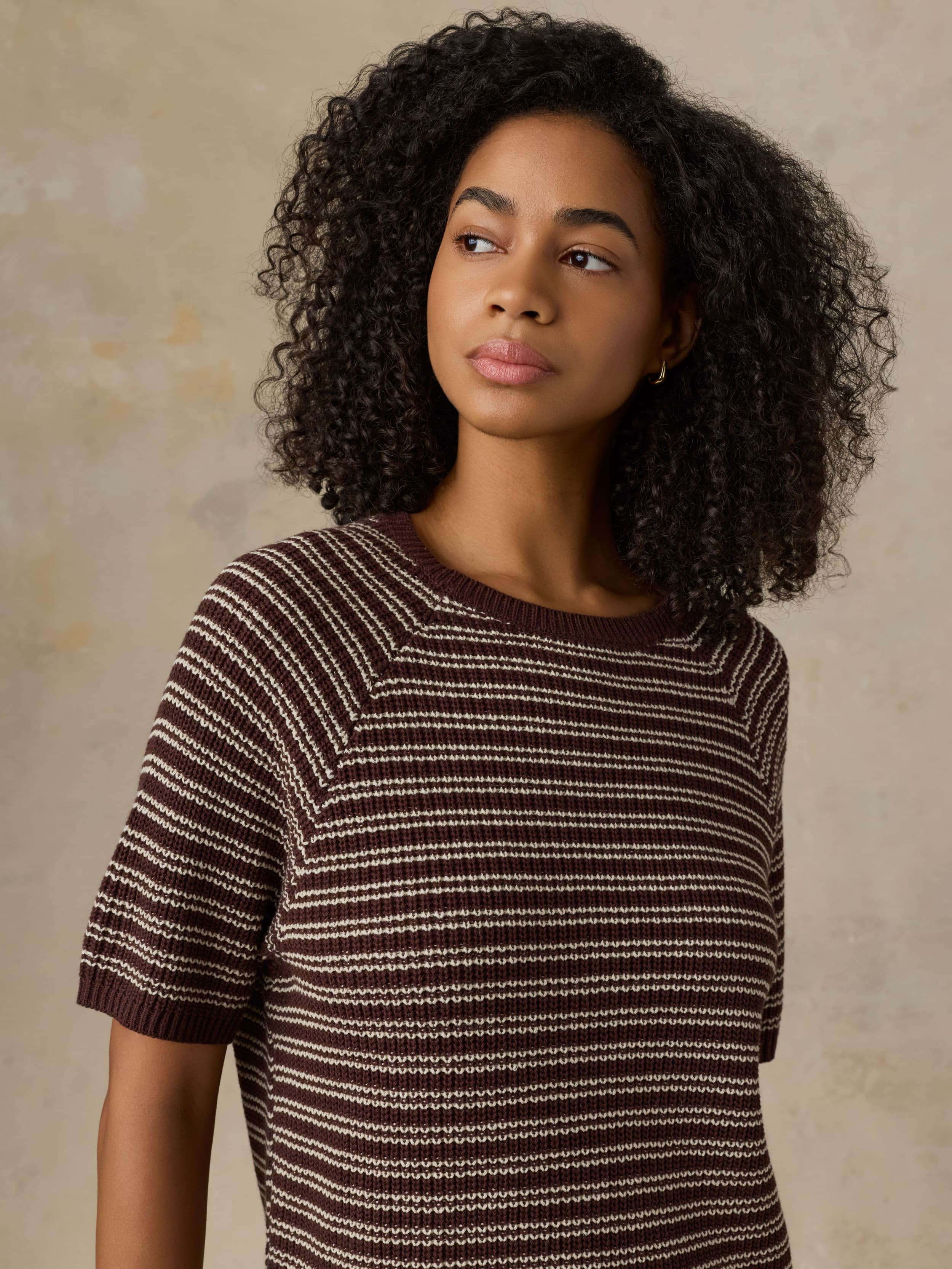Miramar Linen Tee - Mocha Stripe | Faherty Brand