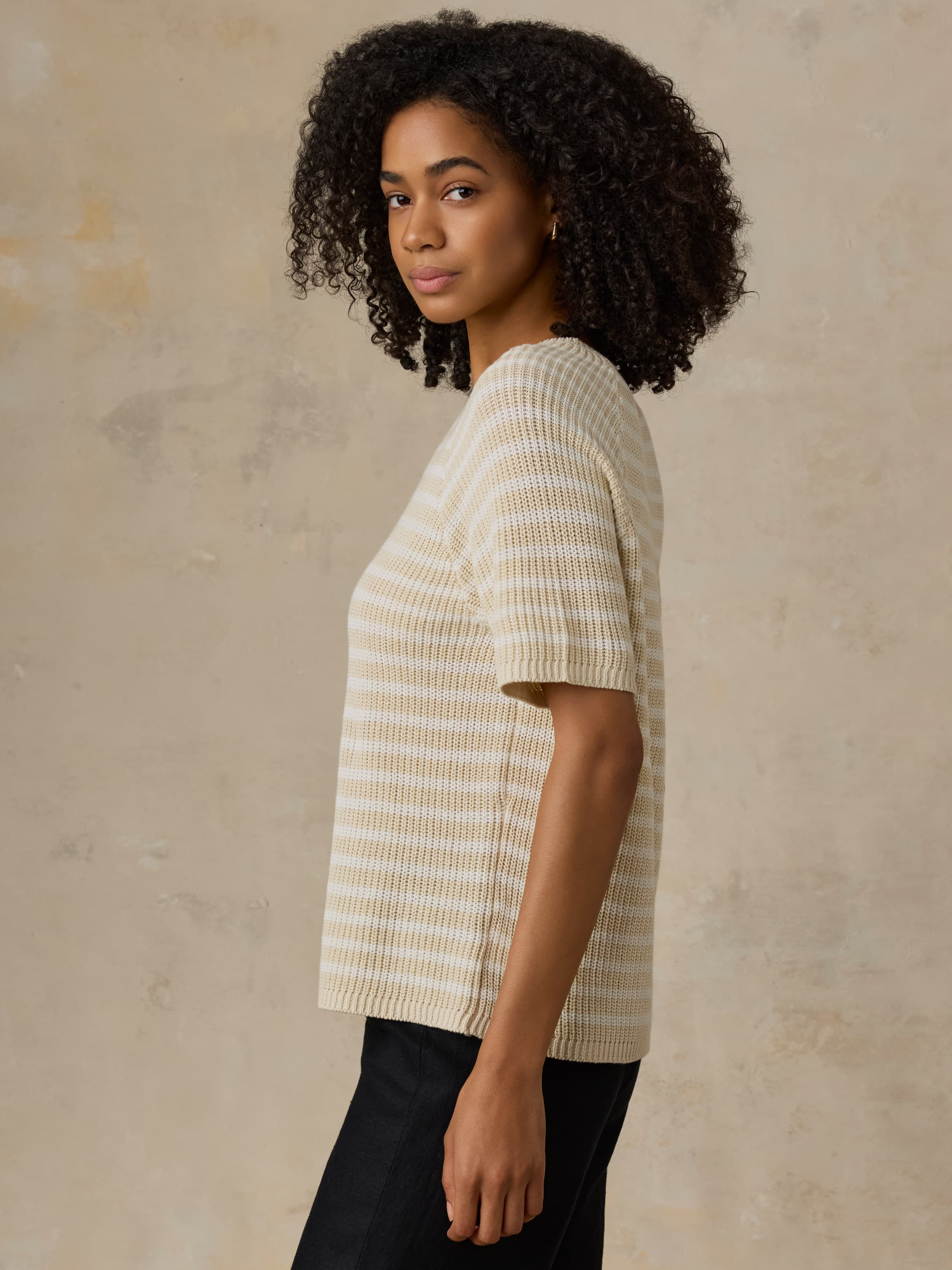 Miramar Linen Tee - Sand Lines | Faherty Brand