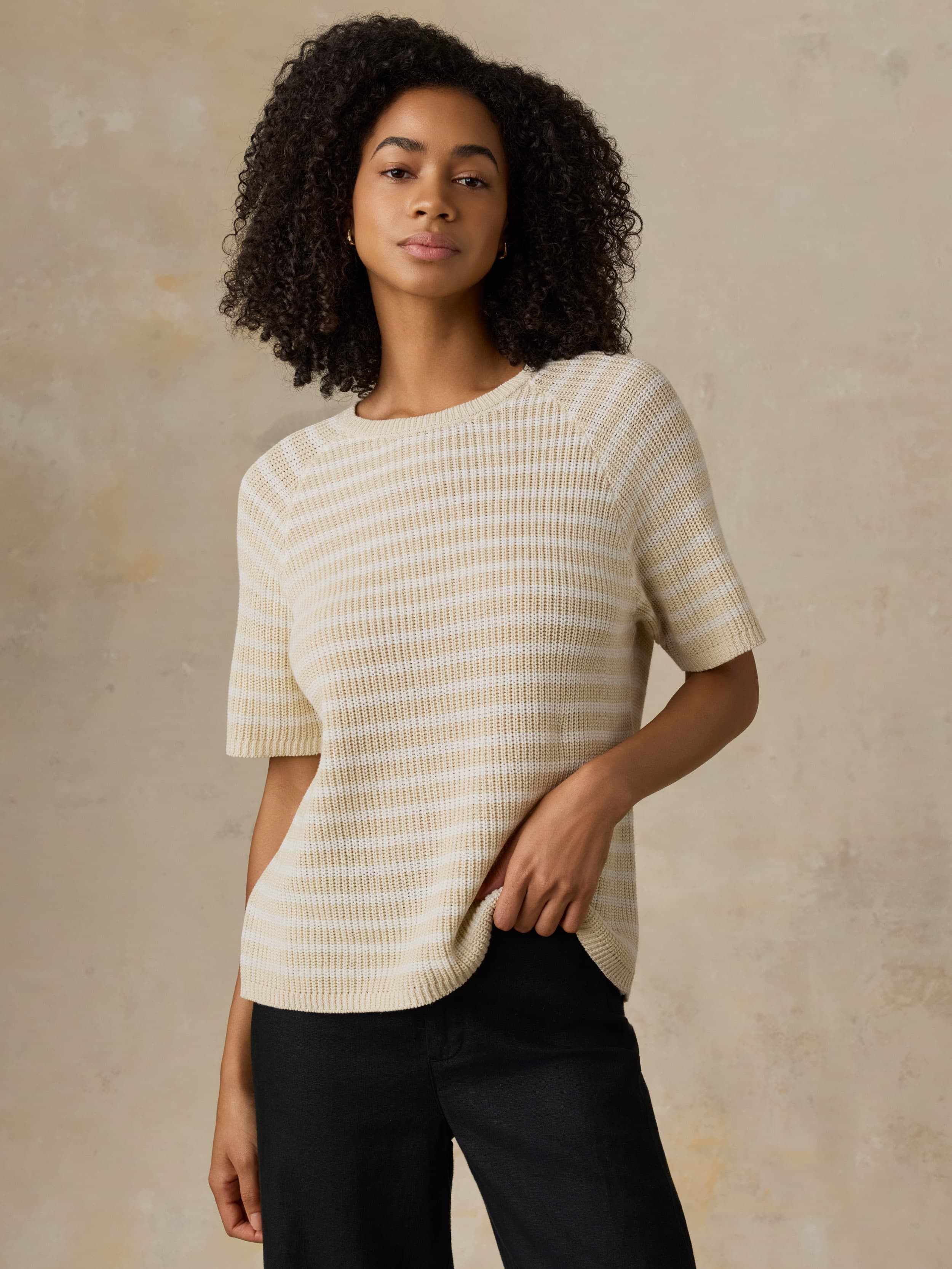 Miramar Linen Tee - Sand Lines | Faherty Brand