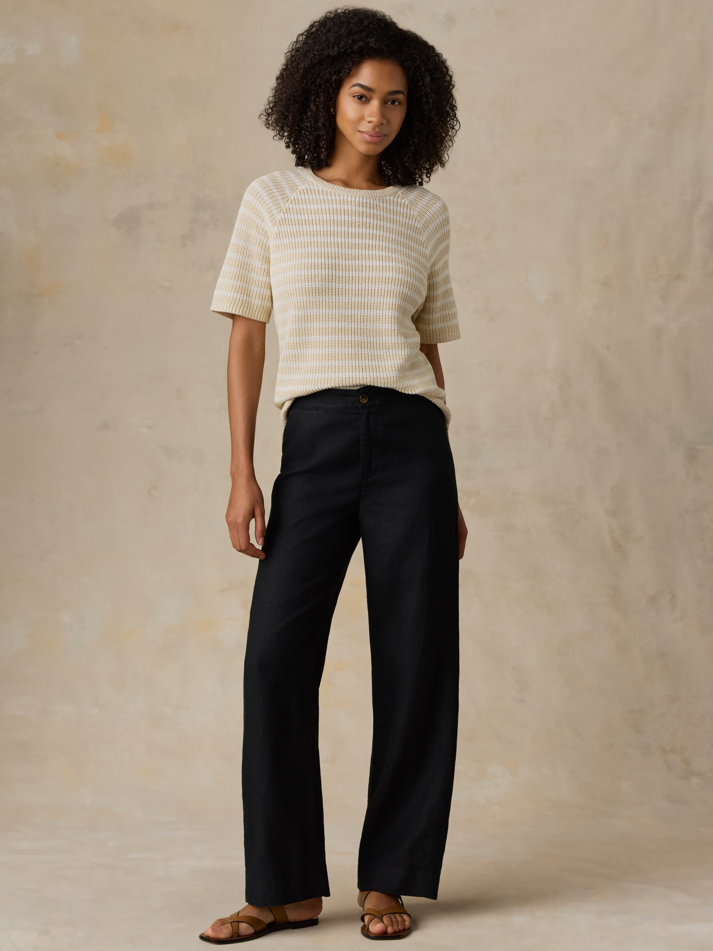 Miramar Linen Tee - Sand Lines | Faherty Brand